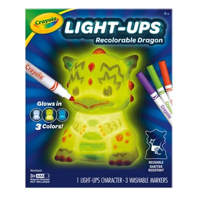 Crayola Light-Ups Recolorable Dragon with Washable Markers - Glows in 3 Colors Ages 4+