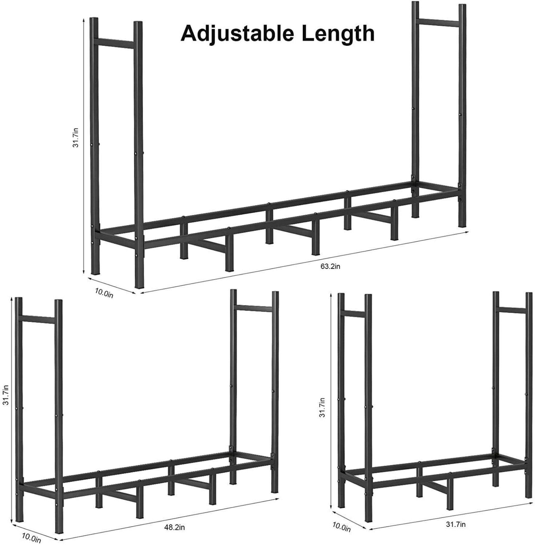 NEX™ 63" Heavy Duty Outdoor Metal Firewood Storage Rack