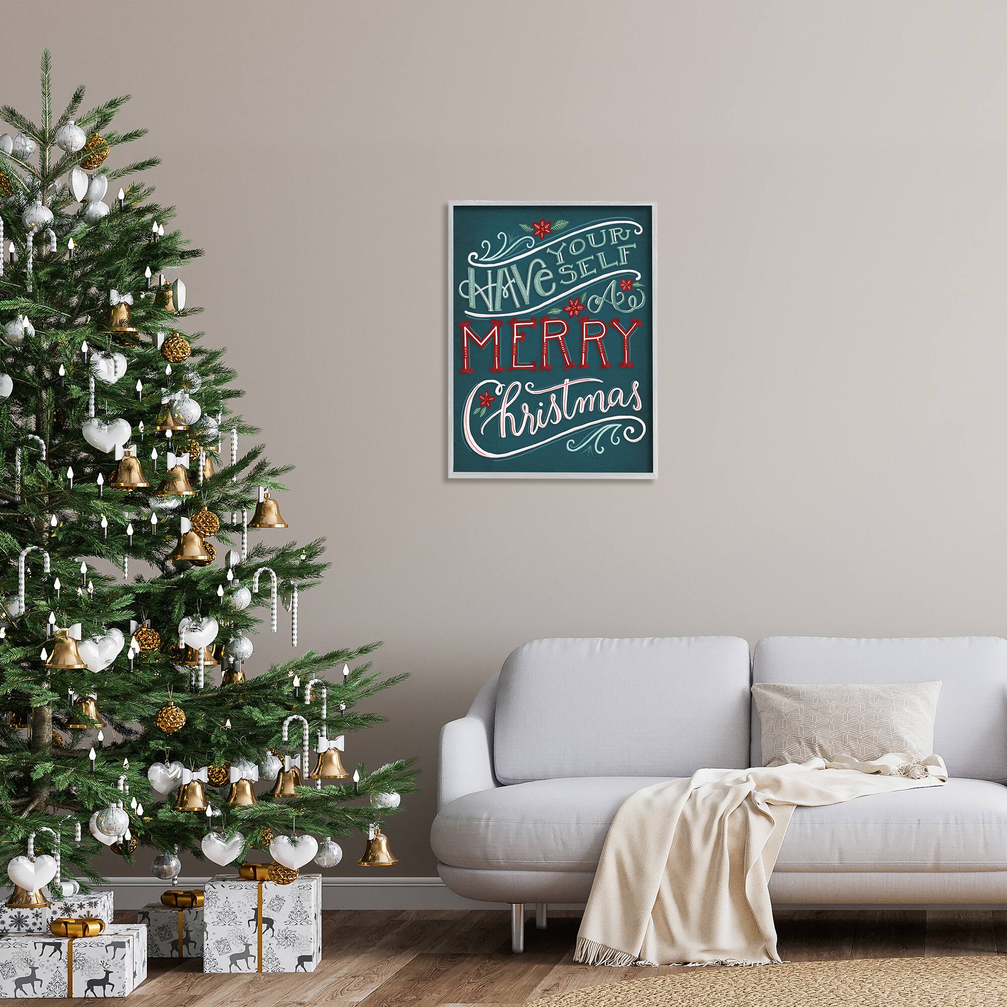 Stupell Industries Have Yourself Merry Christmas Phrase Framed Giclee Art
