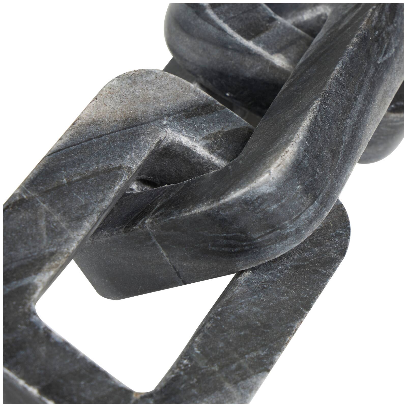 14&#x22; Gray Marble Chain Geometric 3-Link Sculpture