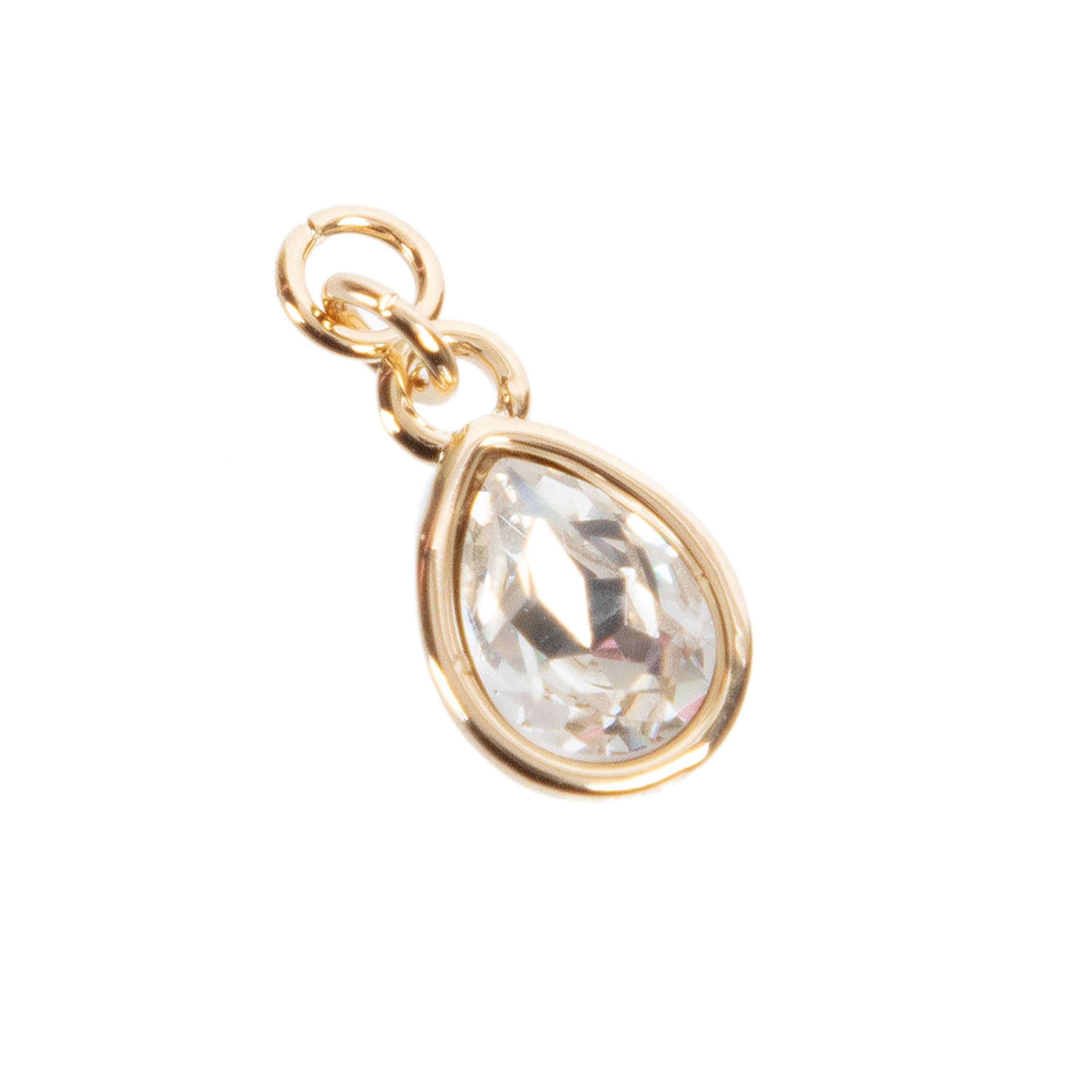 14K Gold Plated Clear Austrian Crystal Pear Charm by Bead Landing™
