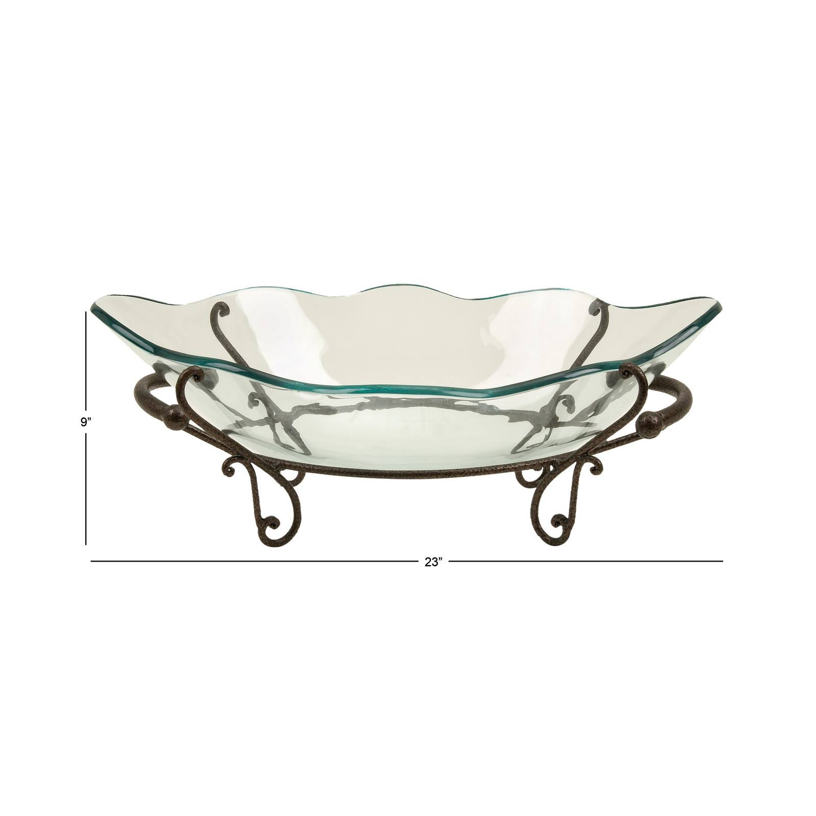 Copper Glass and Metal Traditional Serving Bowl, 9" x 23" x 14"