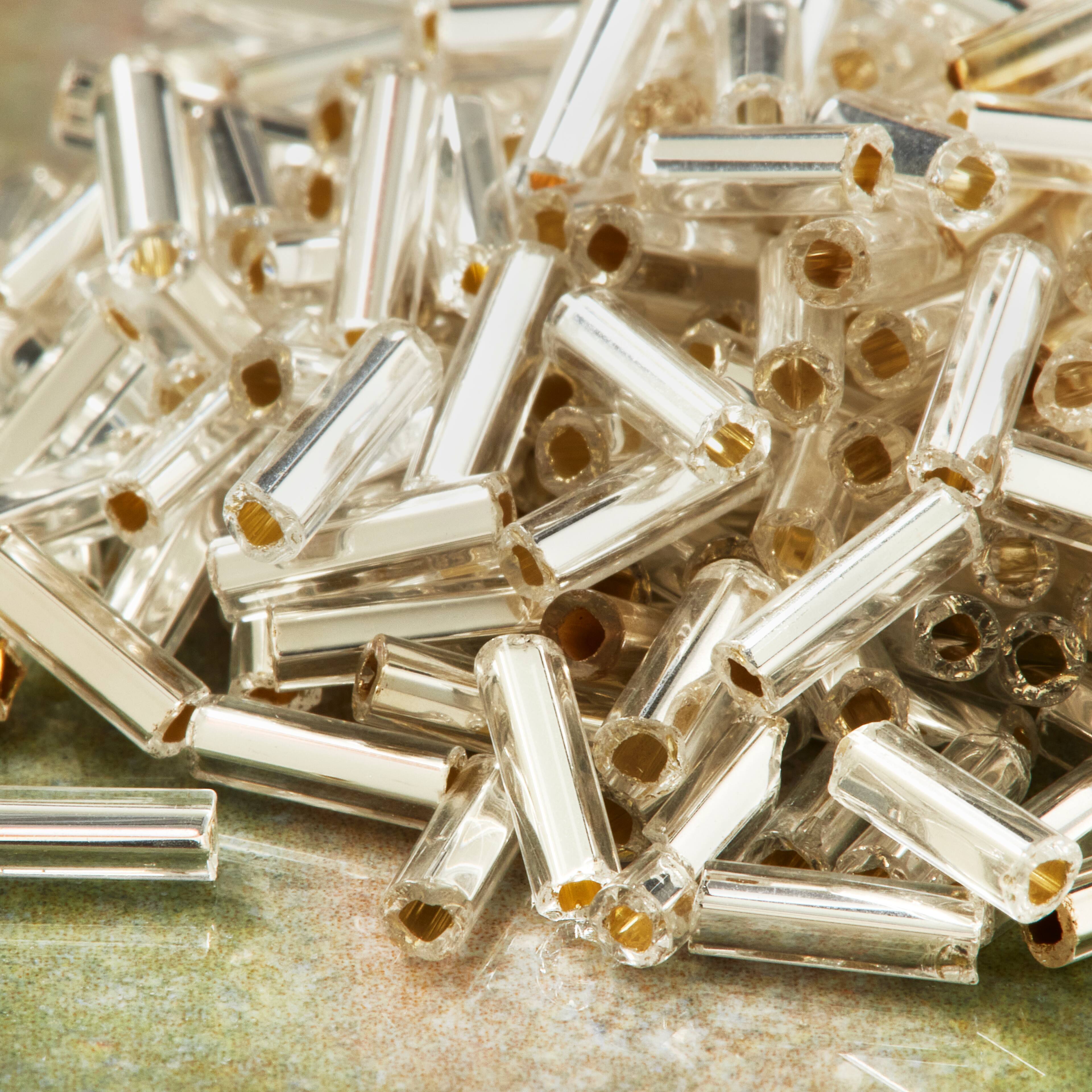 12 Pack: John Bead Crystal Silver Lined Czech Glass Bugle Beads