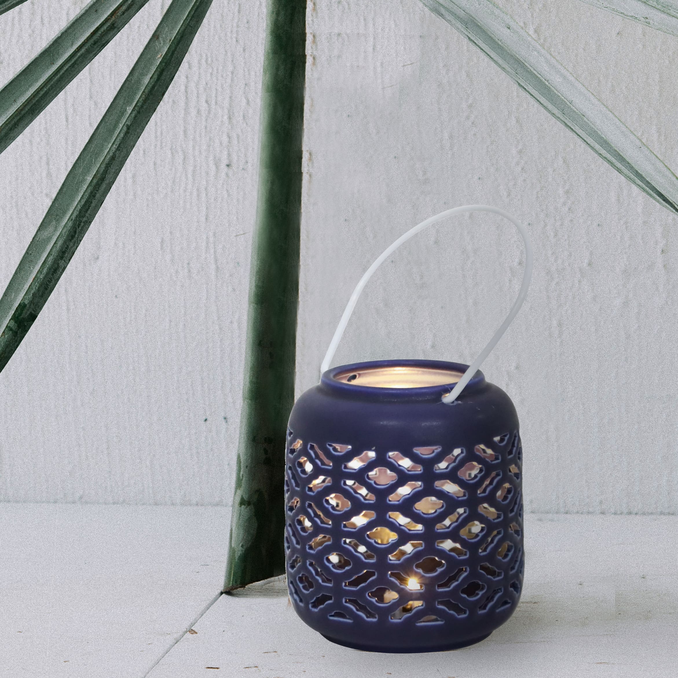 Flora Bunda® 5.5" LED Birds Eye Ceramic Lantern