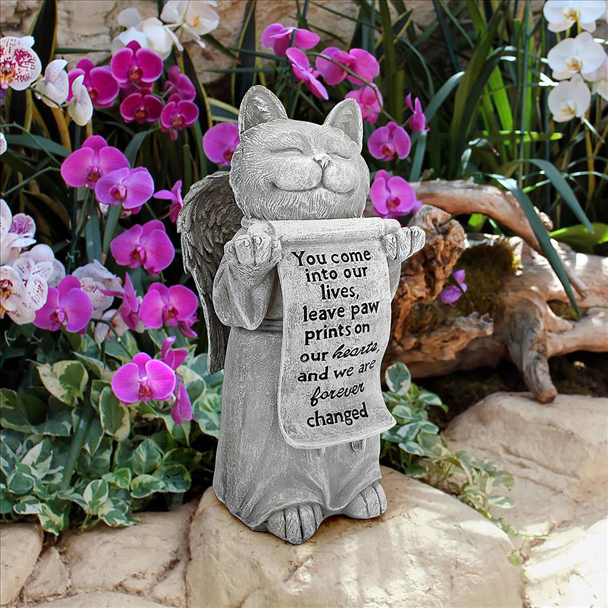 Design Toscano 10" Paw Prints on our Hearts Memorial Cat Statue