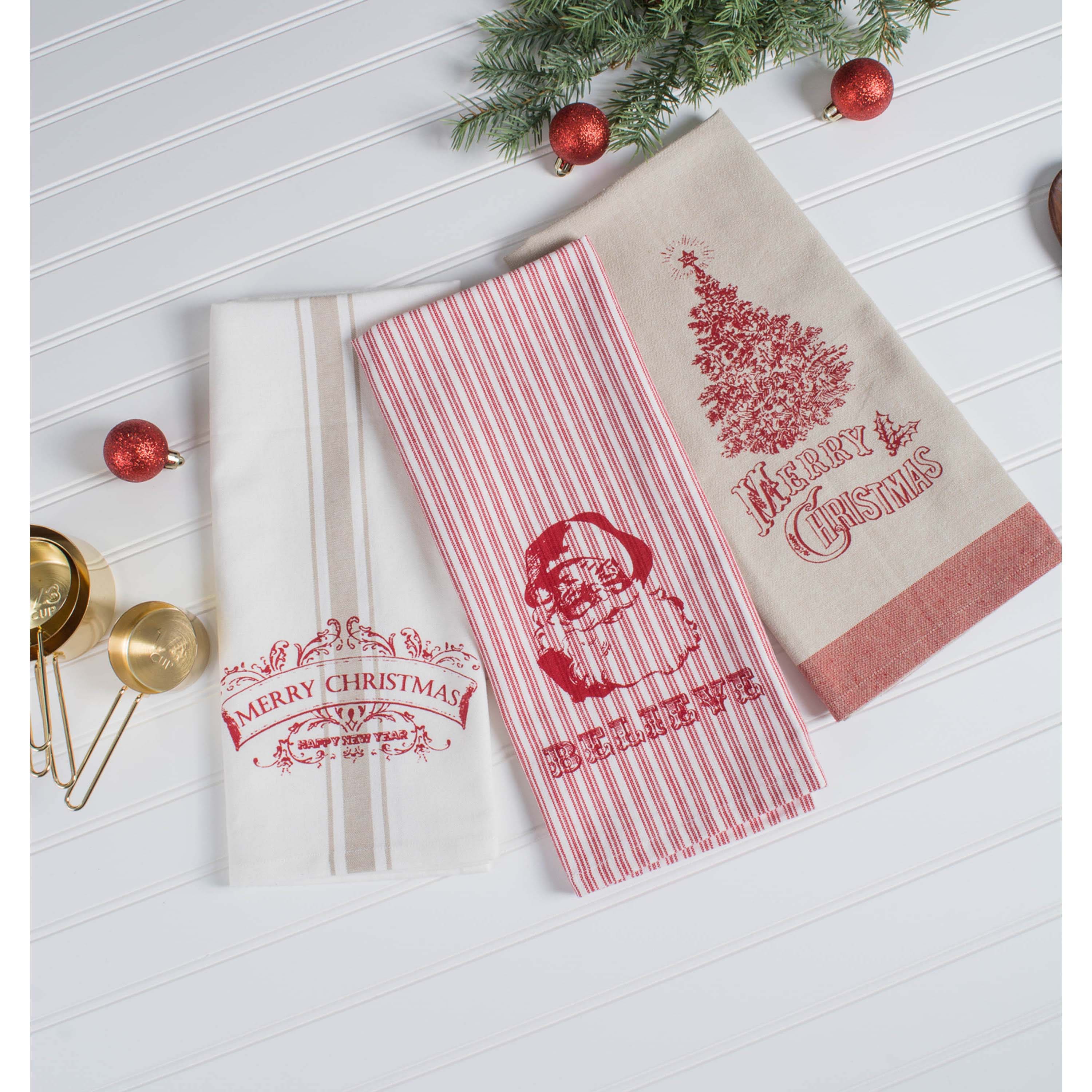 DII&#xAE; Assorted Vintage Print Christmas Dishtowel Set