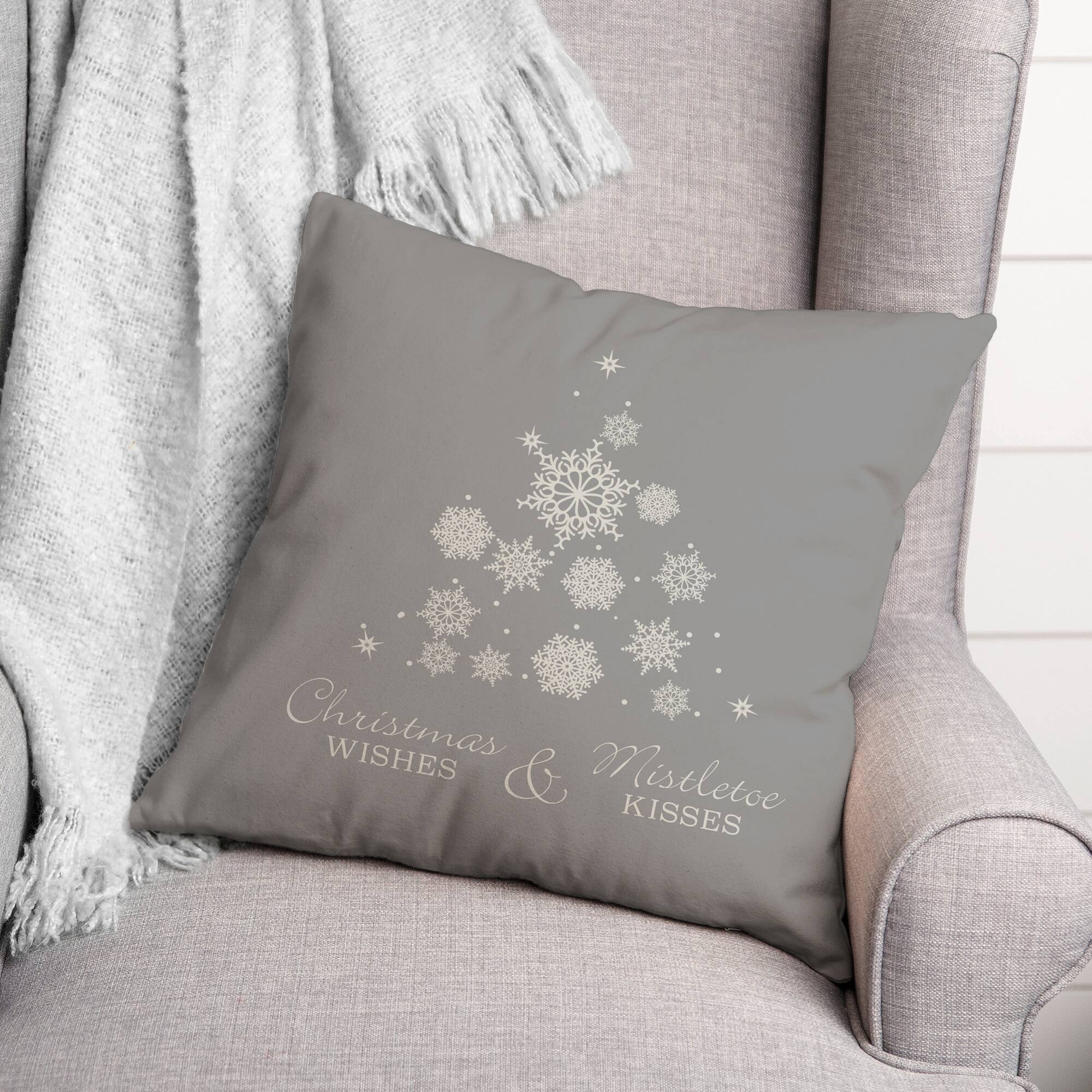 Snowflake Christmas Tree 18&#x22; x 18&#x22; Indoor/Outdoor Pillow