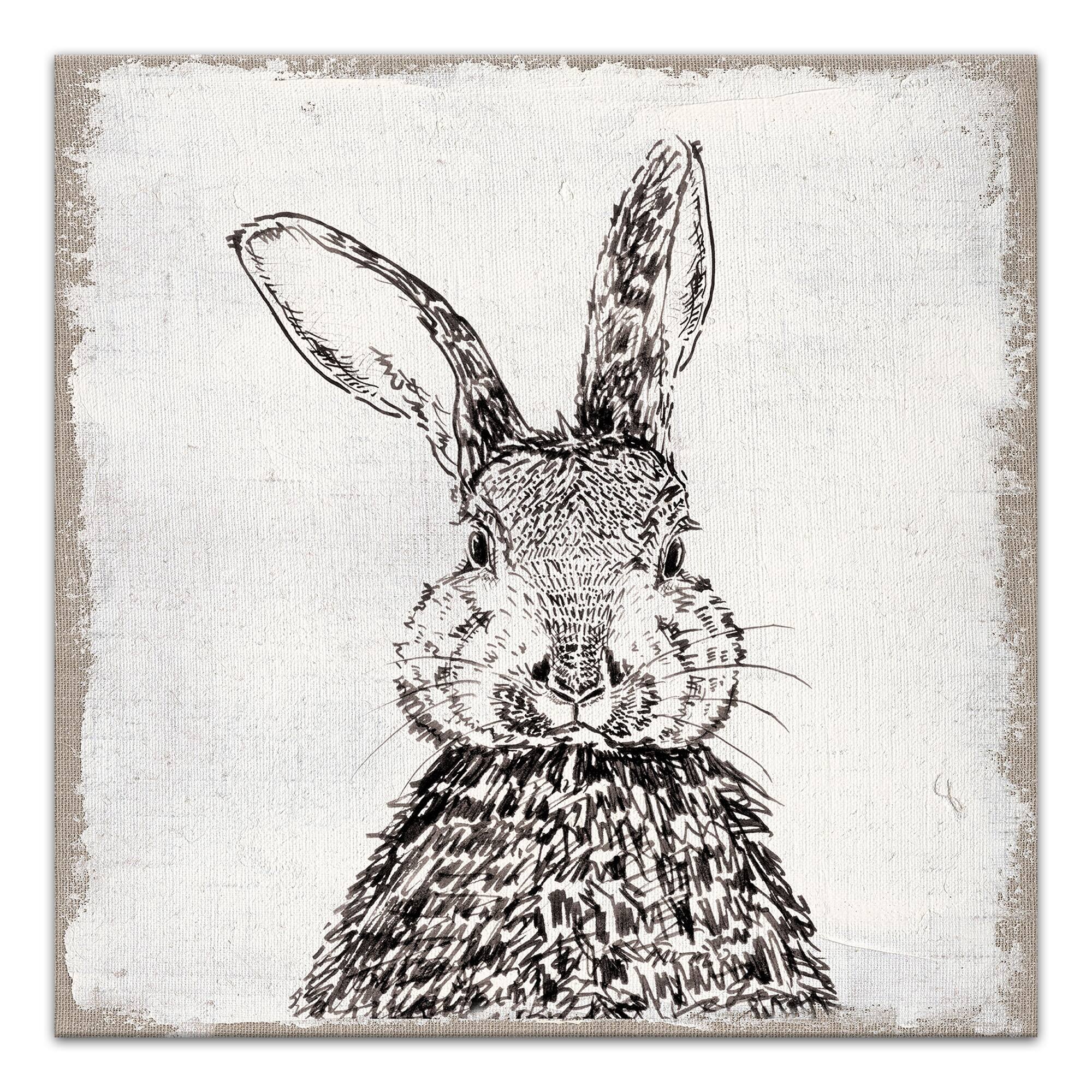 Ink Drawing Bunny Burlap Canvas Wall Art | Michaels