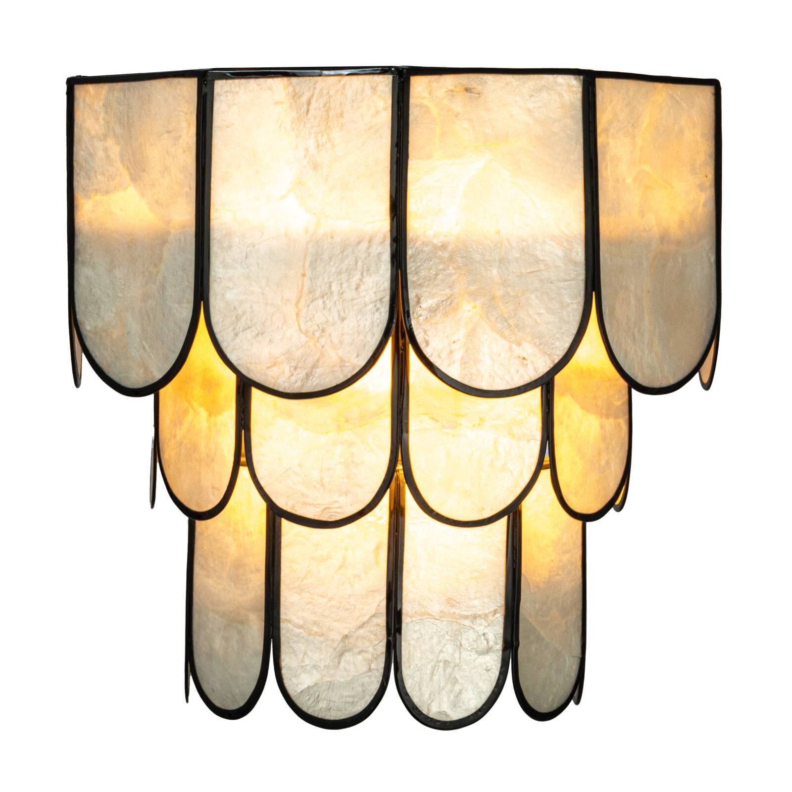 Hello Honey® Black Finish Laminated Capiz Tiered Wall Sconce