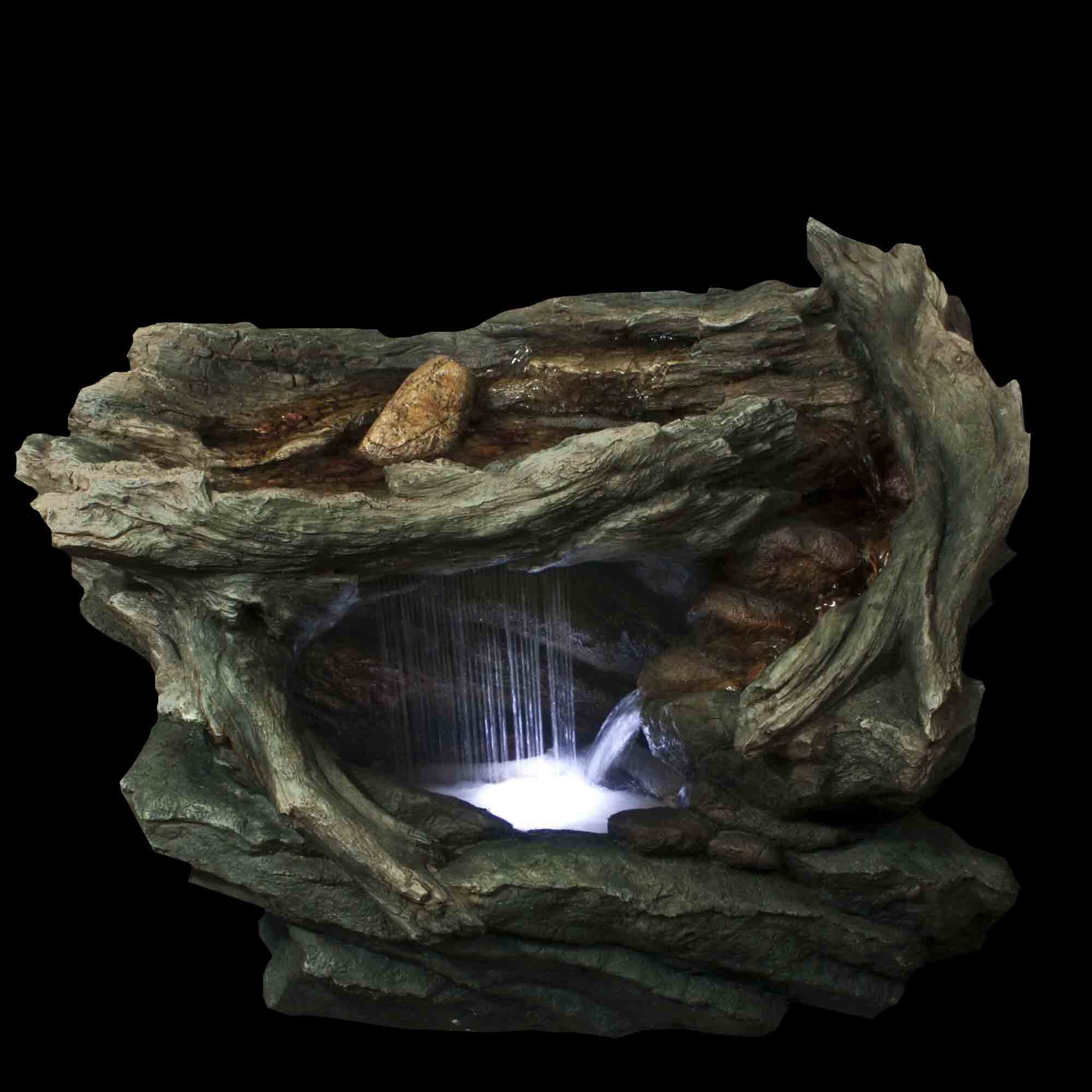 31&#x22; LED Woodland Grotto with Stones Outdoor Garden Water Fountain