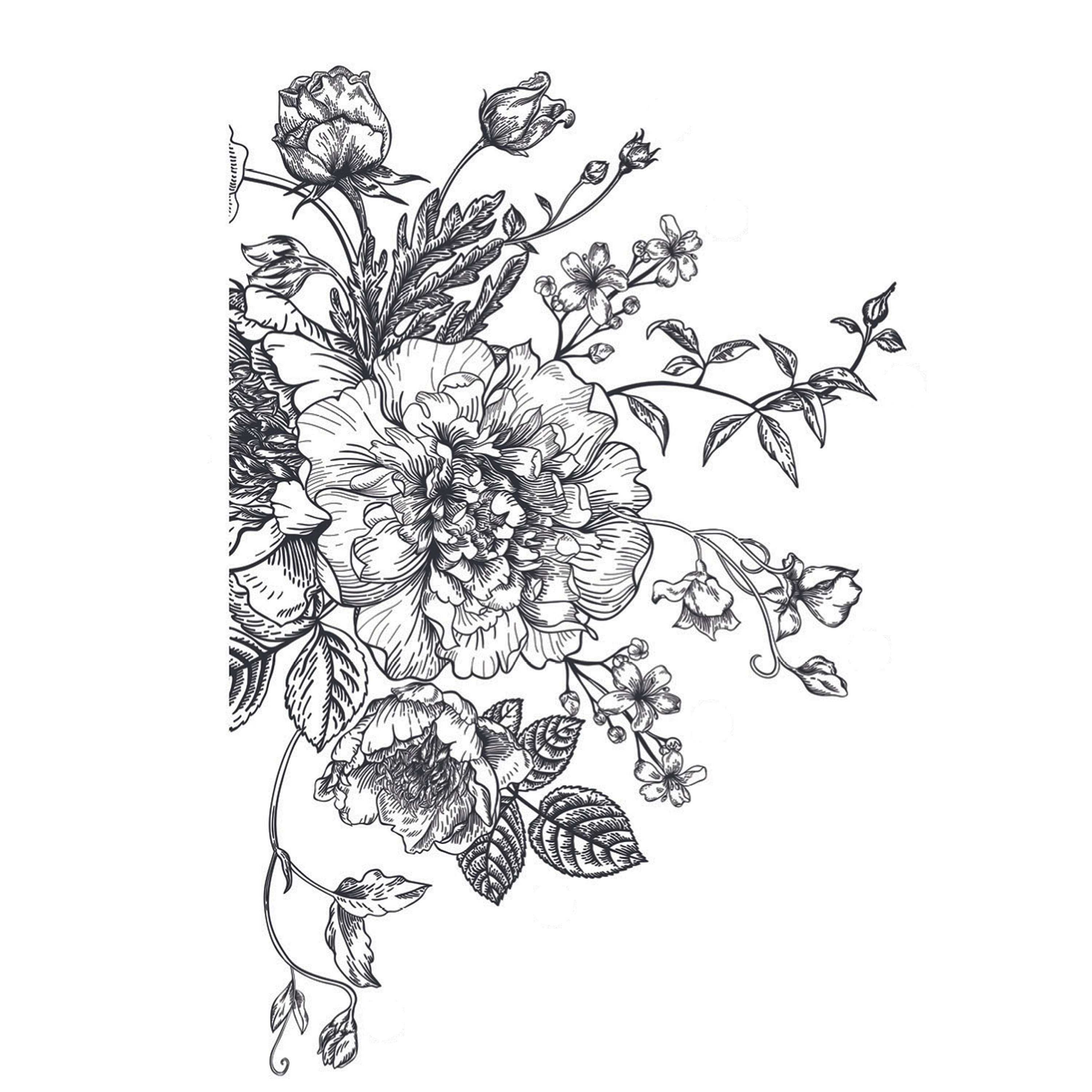 RoomMates Black & White Peony Peel & Stick Giant Wall Decals, 10ct.