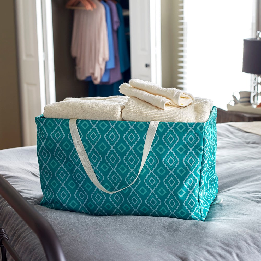 Household Essentials Krush&#xAE; Teal Geometric Canvas Utility Tote