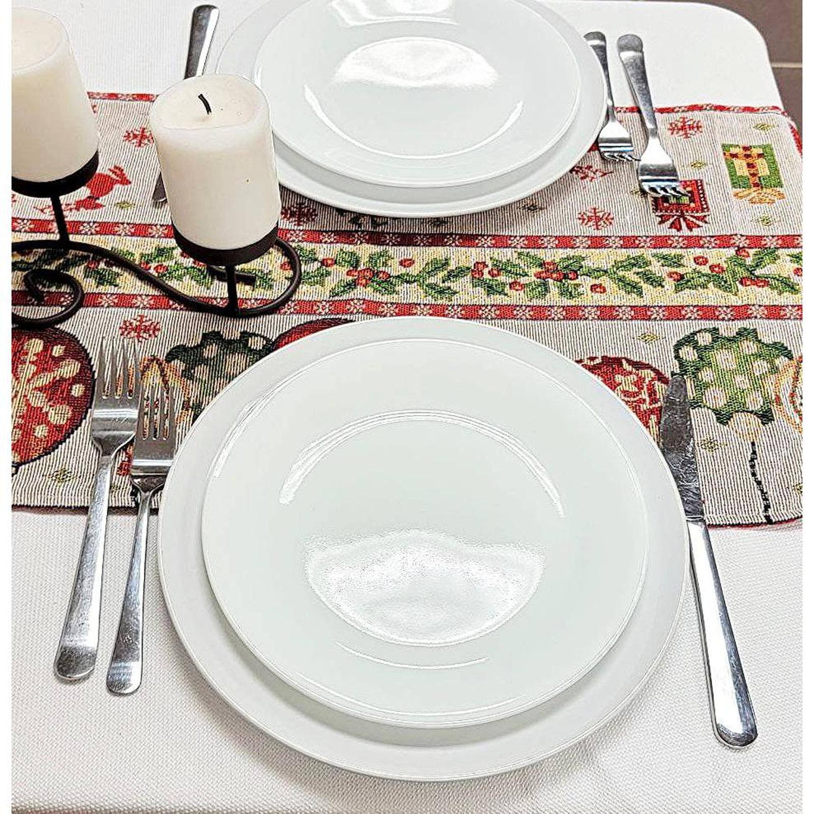 Wizardi 13.75&#x22; x 67&#x22; Christmas Table Runner with Holiday Icons