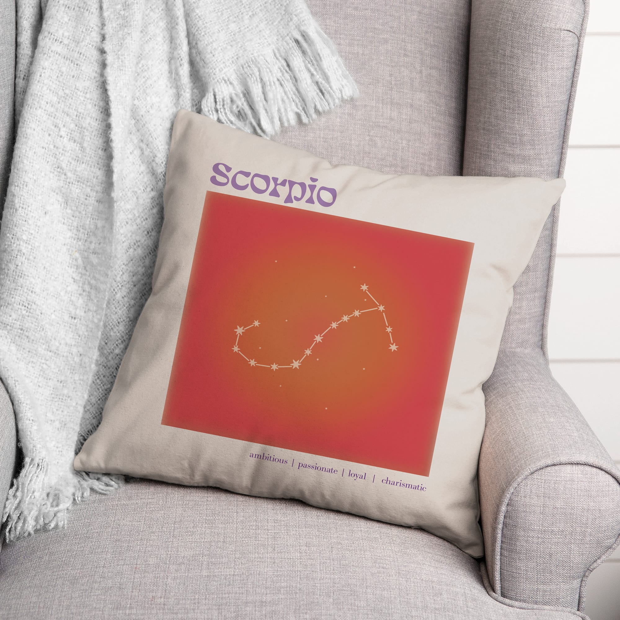 18&#x22; Retro Scorpio Horoscope Spun Poly Pillow