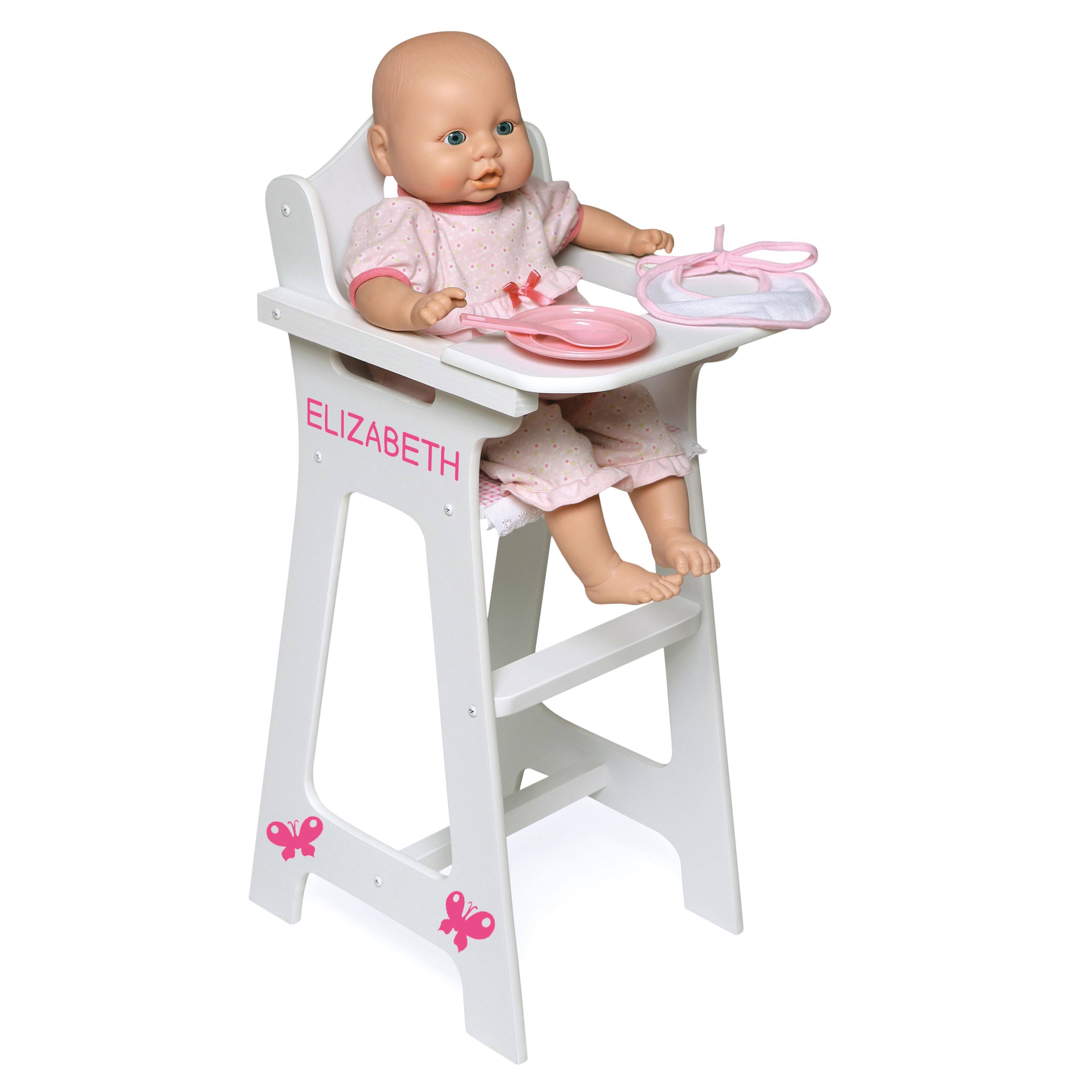 Badger Basket White &#x26; Pink Gingham Doll High Chair with Accessories