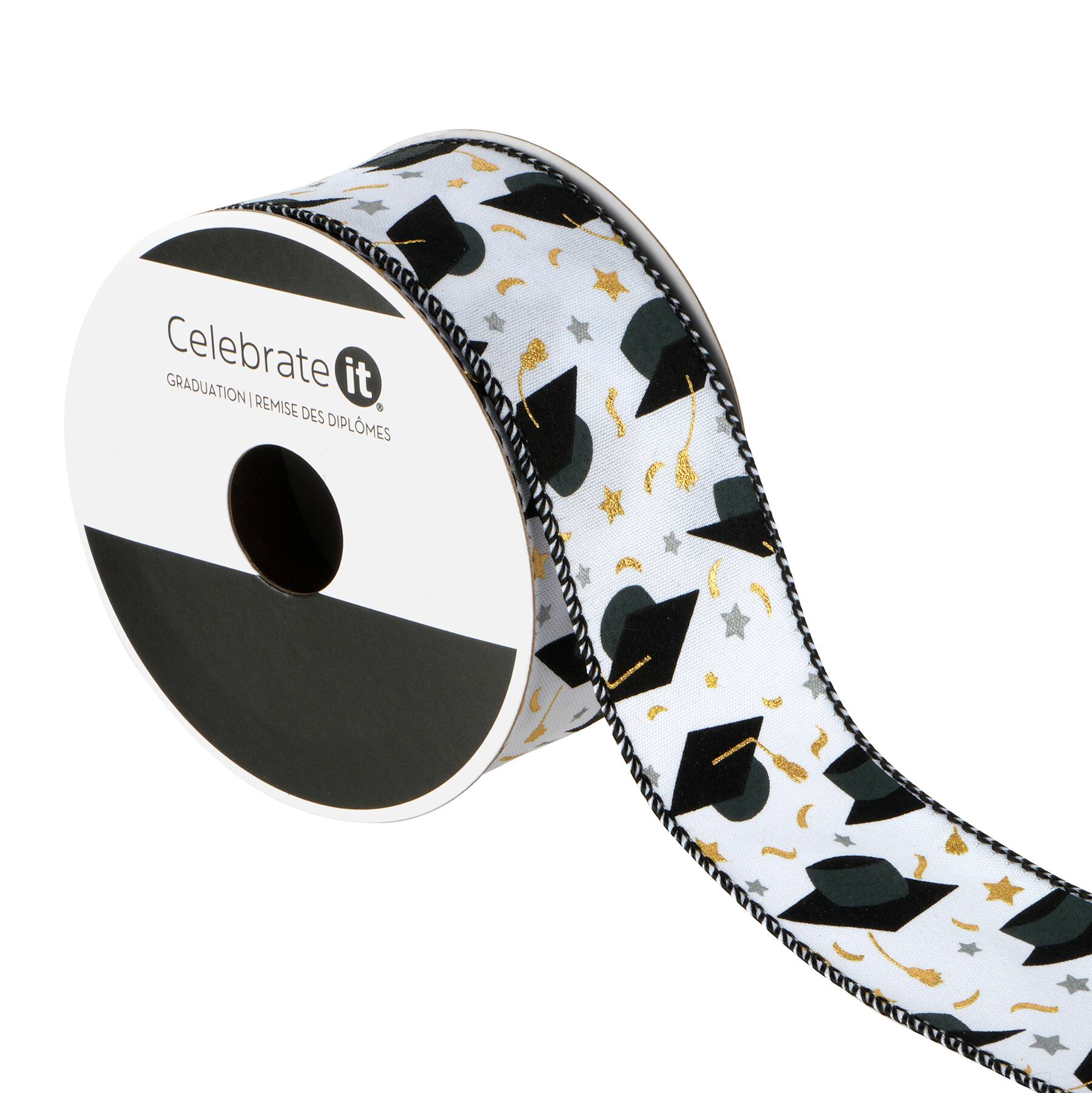 1.5" x 3yd. Graduation Cap Ribbon Wired Ribbon by Celebrate It®