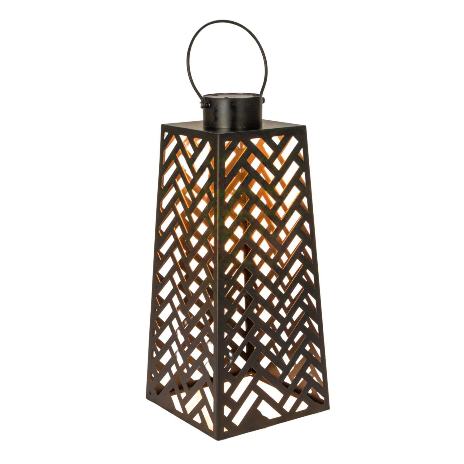 Hello Honey&#xAE; 24.75&#x22; Black Metal Rechargeable LED Indoor Lantern
