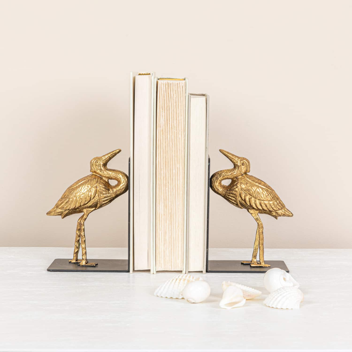 6&#x22; Gold Decorative Cast Iron Bird Bookends Set