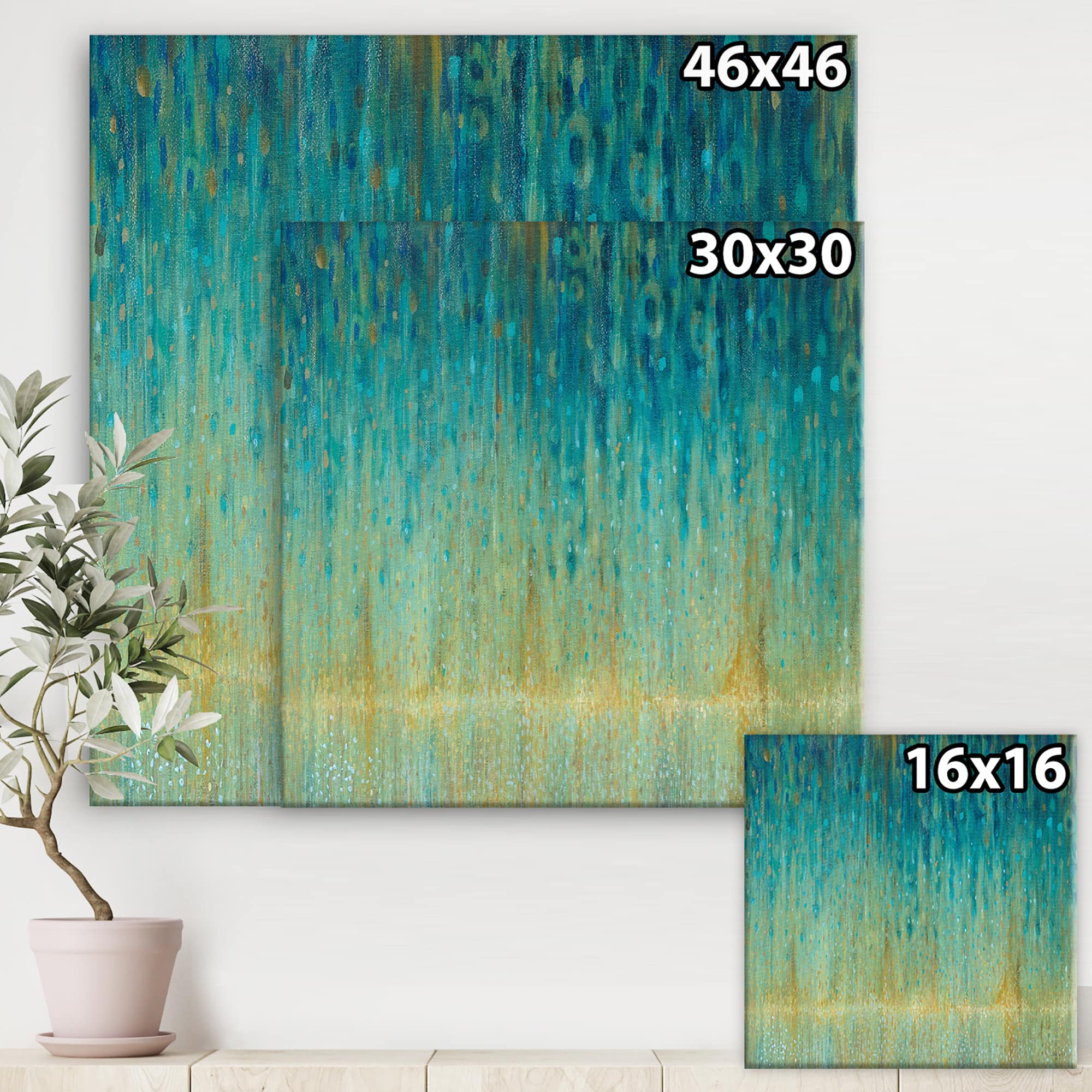 Designart - Rain Abstract Panel - Modern &#x26; Contemporary Premium Canvas Wall Art