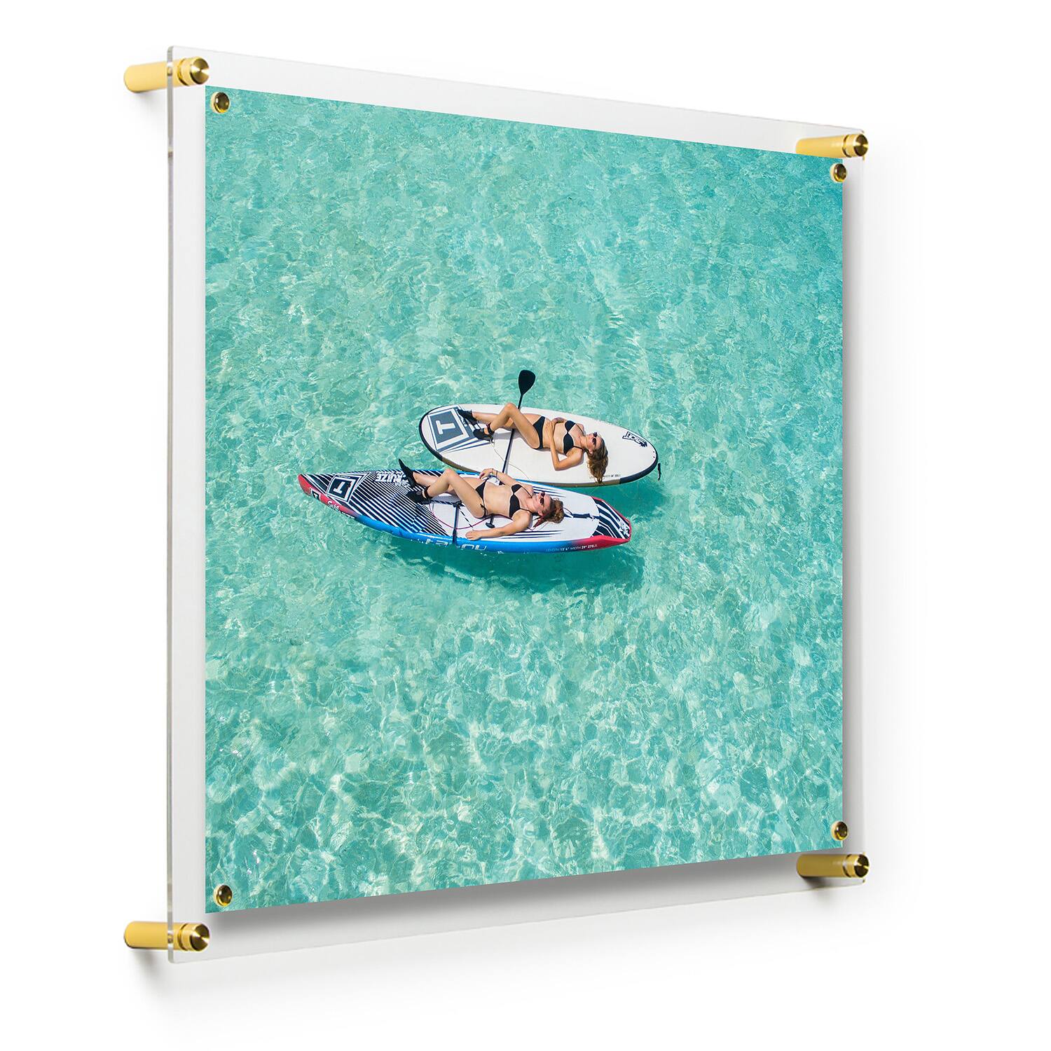 Wexel Art Single Panel Clear Acrylic Floating Wall Frame &#x26; Magnets with Gold Hardware