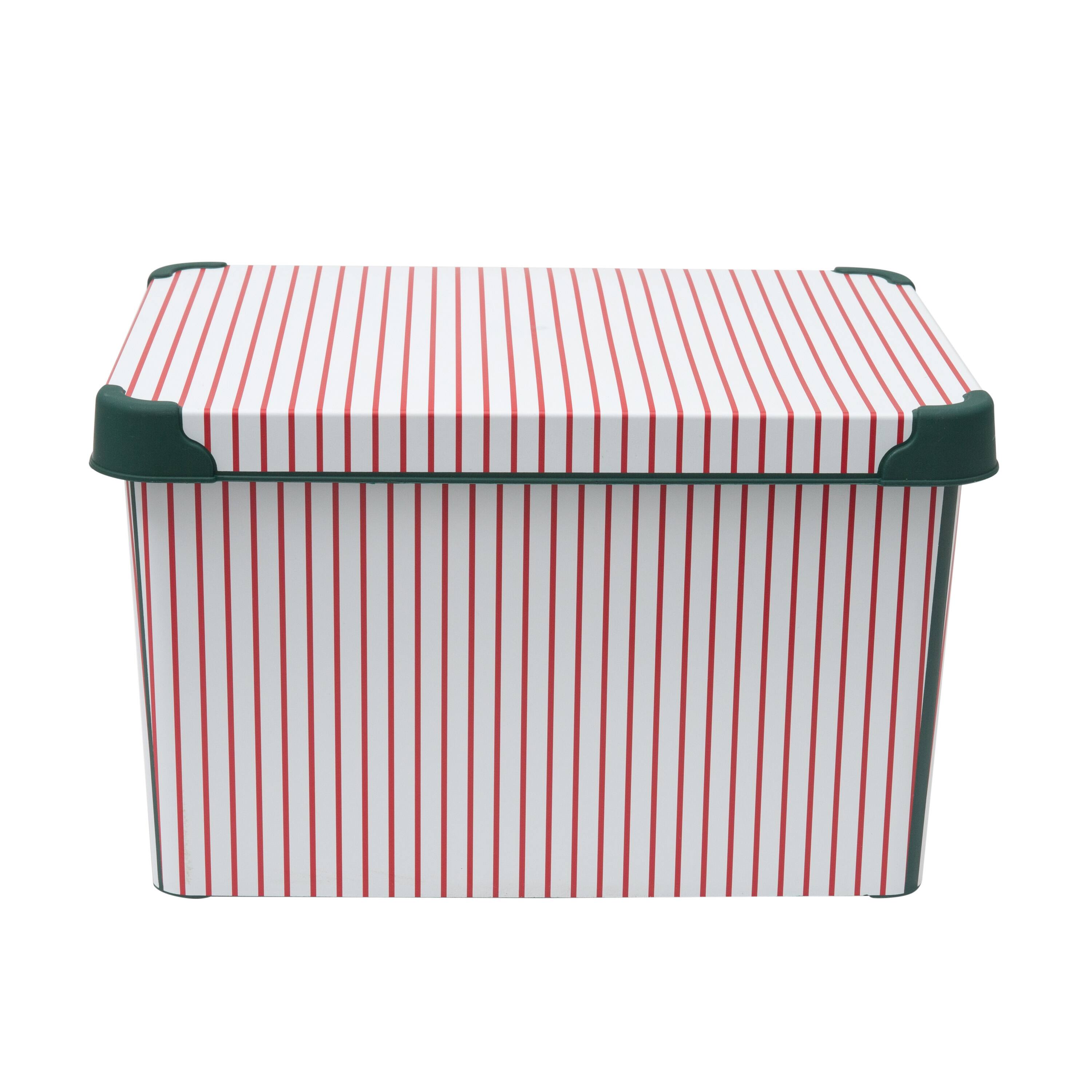 Simplify Christmas Stripe Design Green Ornament Storage Tote Bin