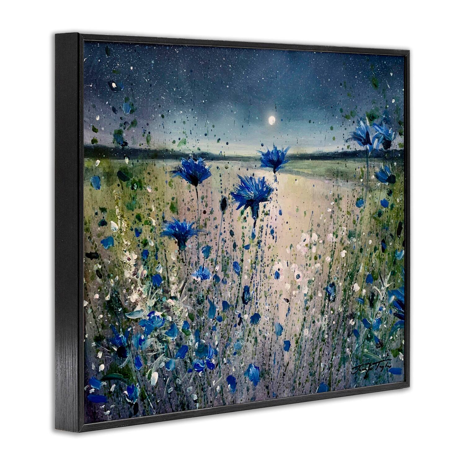 Stupell Industries Moon over Blooming Flowers Framed Giclee Art