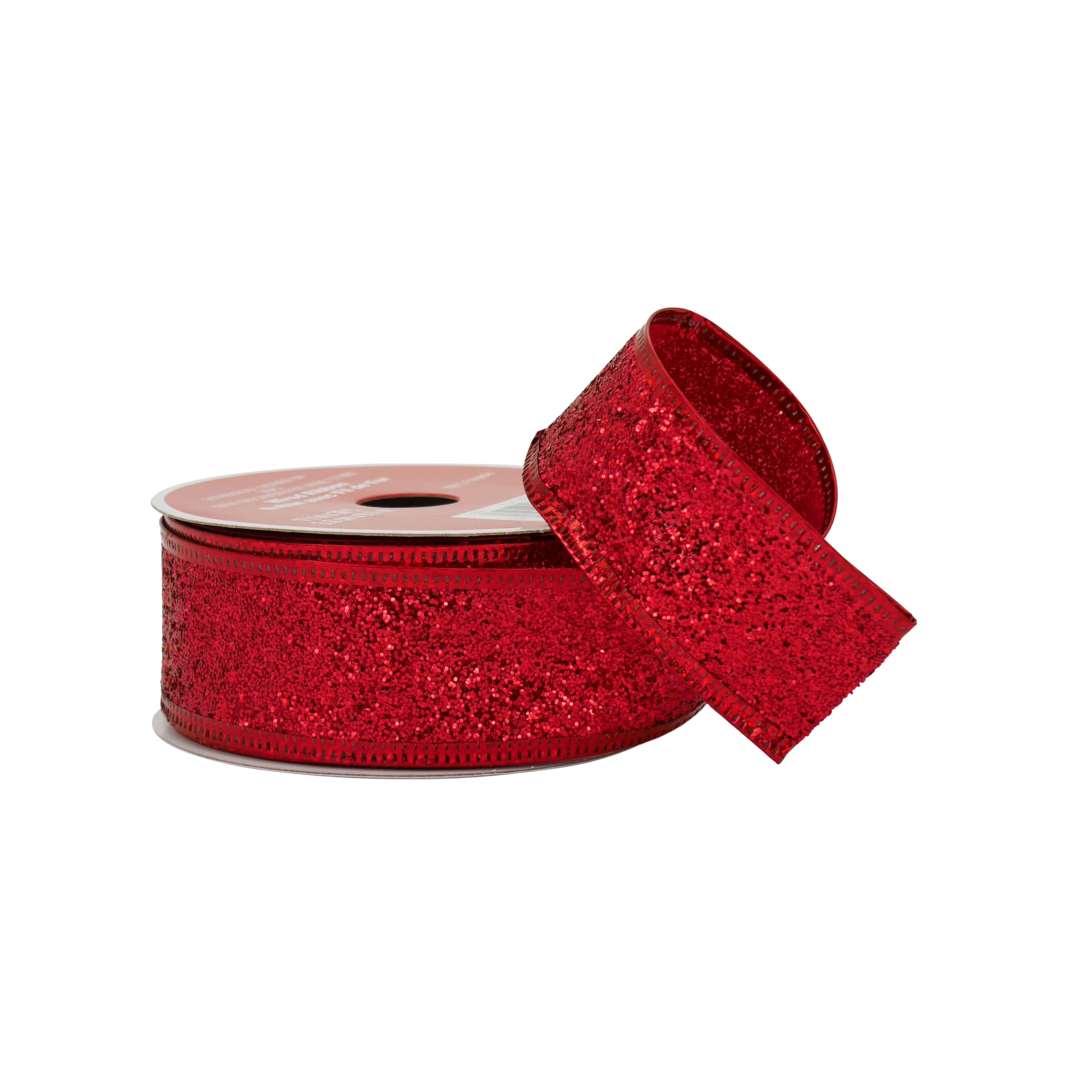 1.5&#x22; x 30ft. Red Wired Glitter Ribbon by Celebrate It&#xAE;
