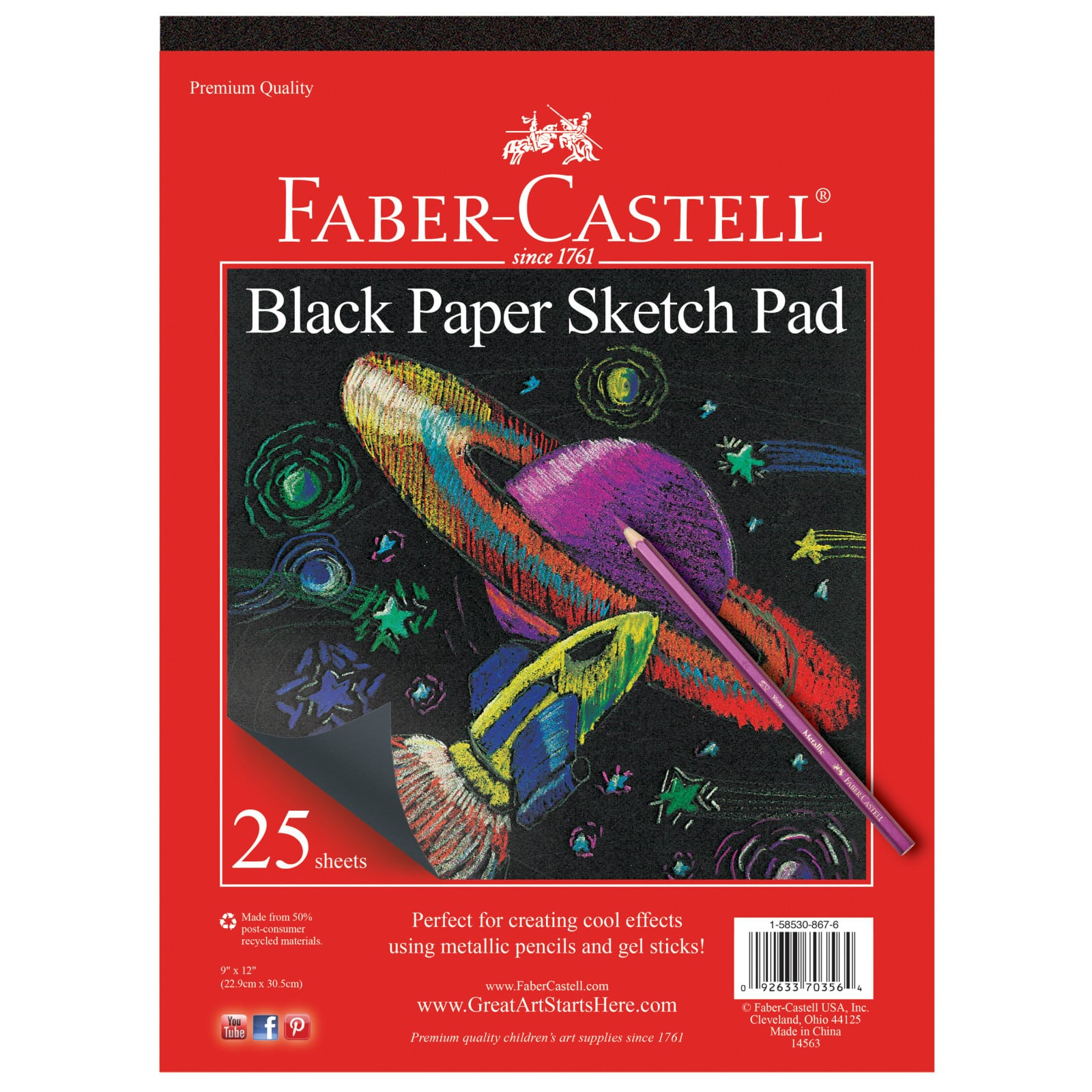 8 Pack: Faber-Castell&#xAE; Black Paper Sketch Pad, 9&#x22; x 12&#x22;