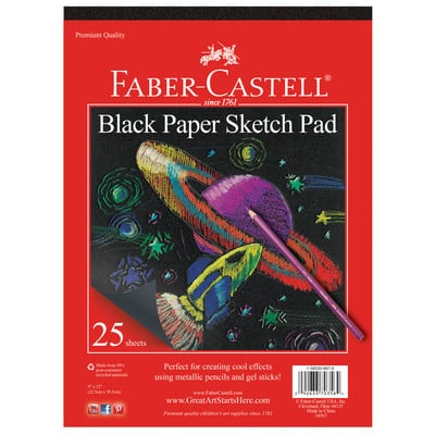 Faber-Castell Sketch Pad, 9" x 12", Black, 40 Sheets./Pad