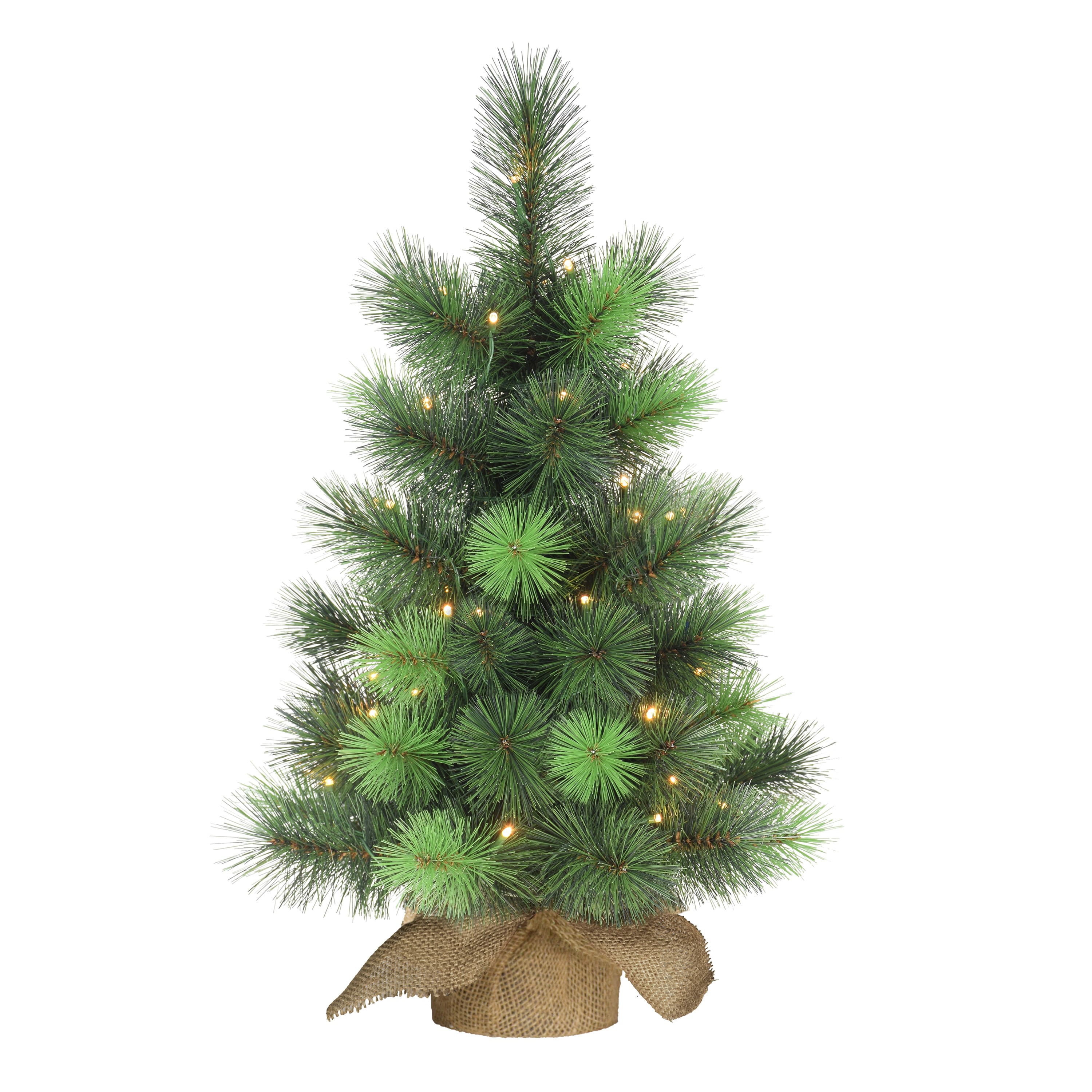 6 Pack: 2ft. Pre-Lit Artificial Christmas Tree in Burlap Base, Warm White LED Lights