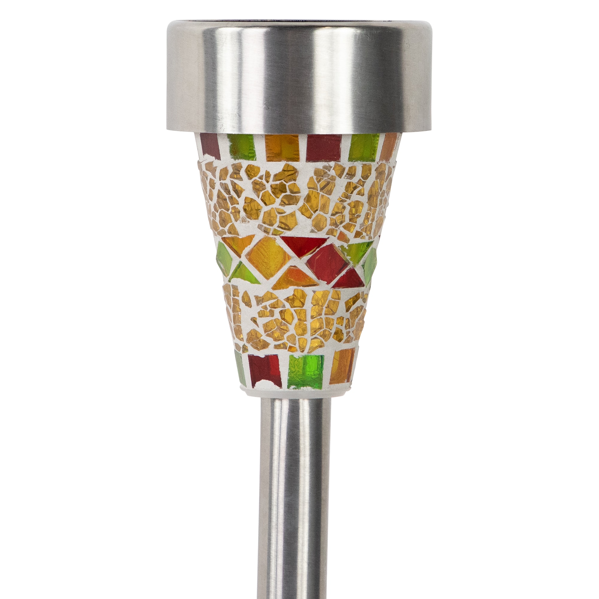 15.5" Red Mosaic Stained Glass Solar Powered LED Pathway Markers