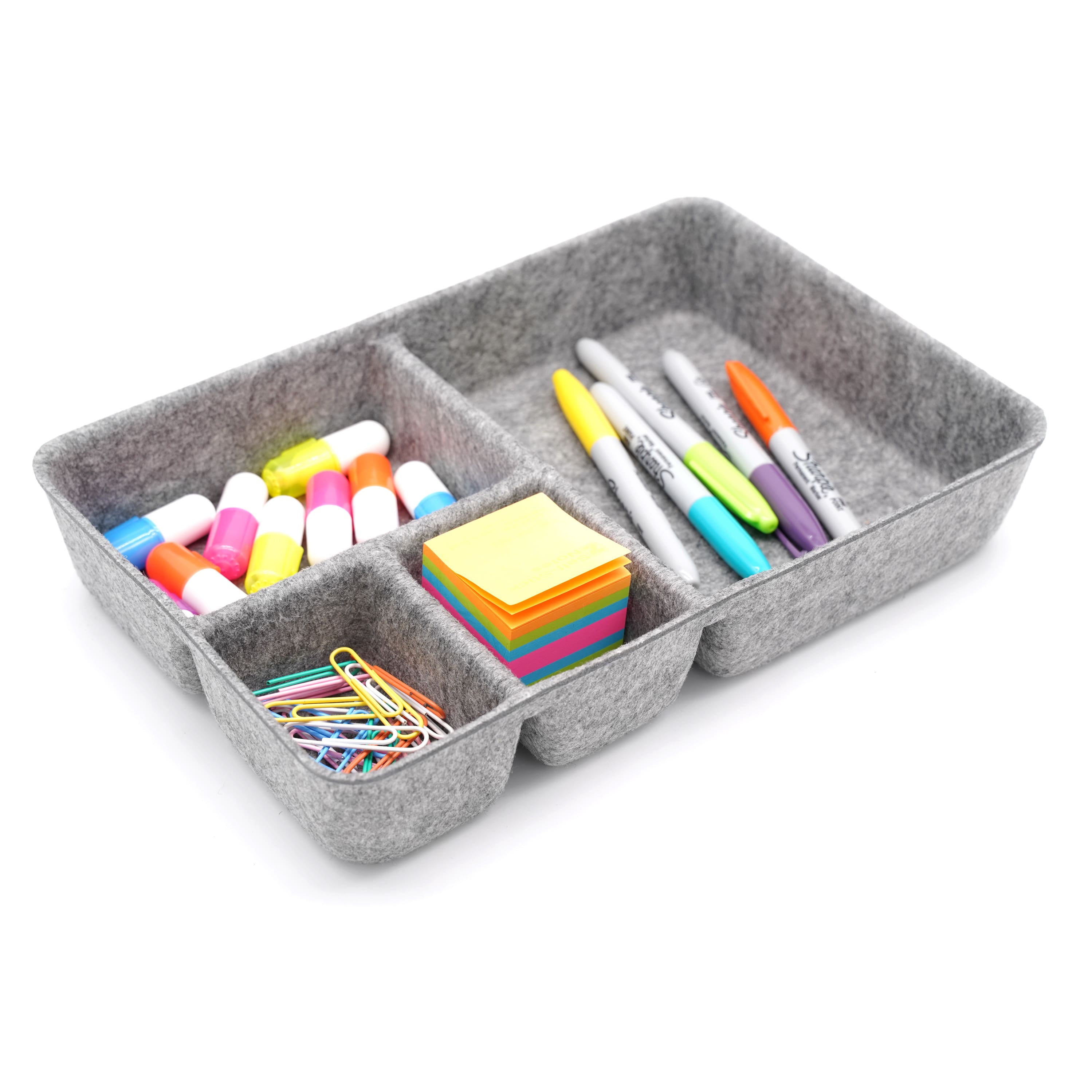 Welaxy 2 Piece Felt 4 Compartment Drawer Organizer Trays