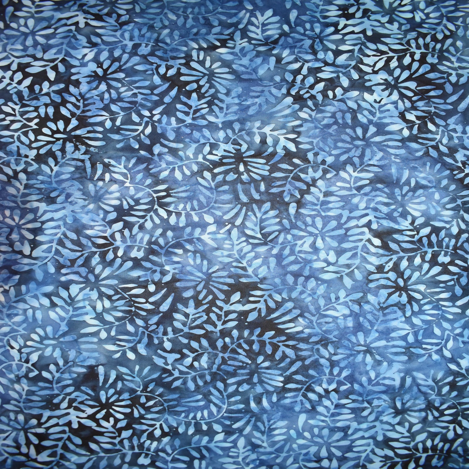 Feldman Batik Navy Royal Stamp Clover Petal Cotton Fabric