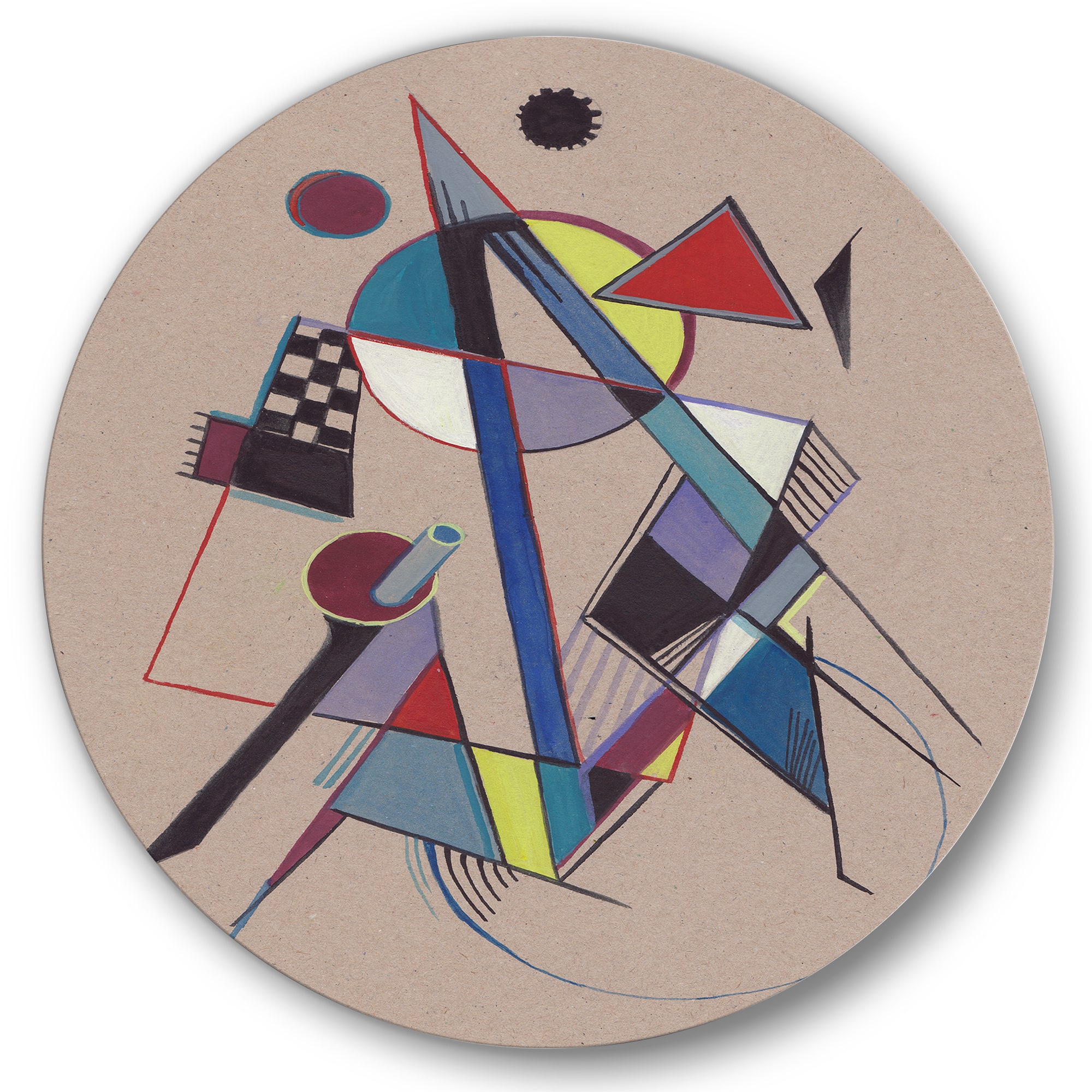 Designart - Colored Geometric Abstract Compositions III - Modern Metal Circle Wall Art