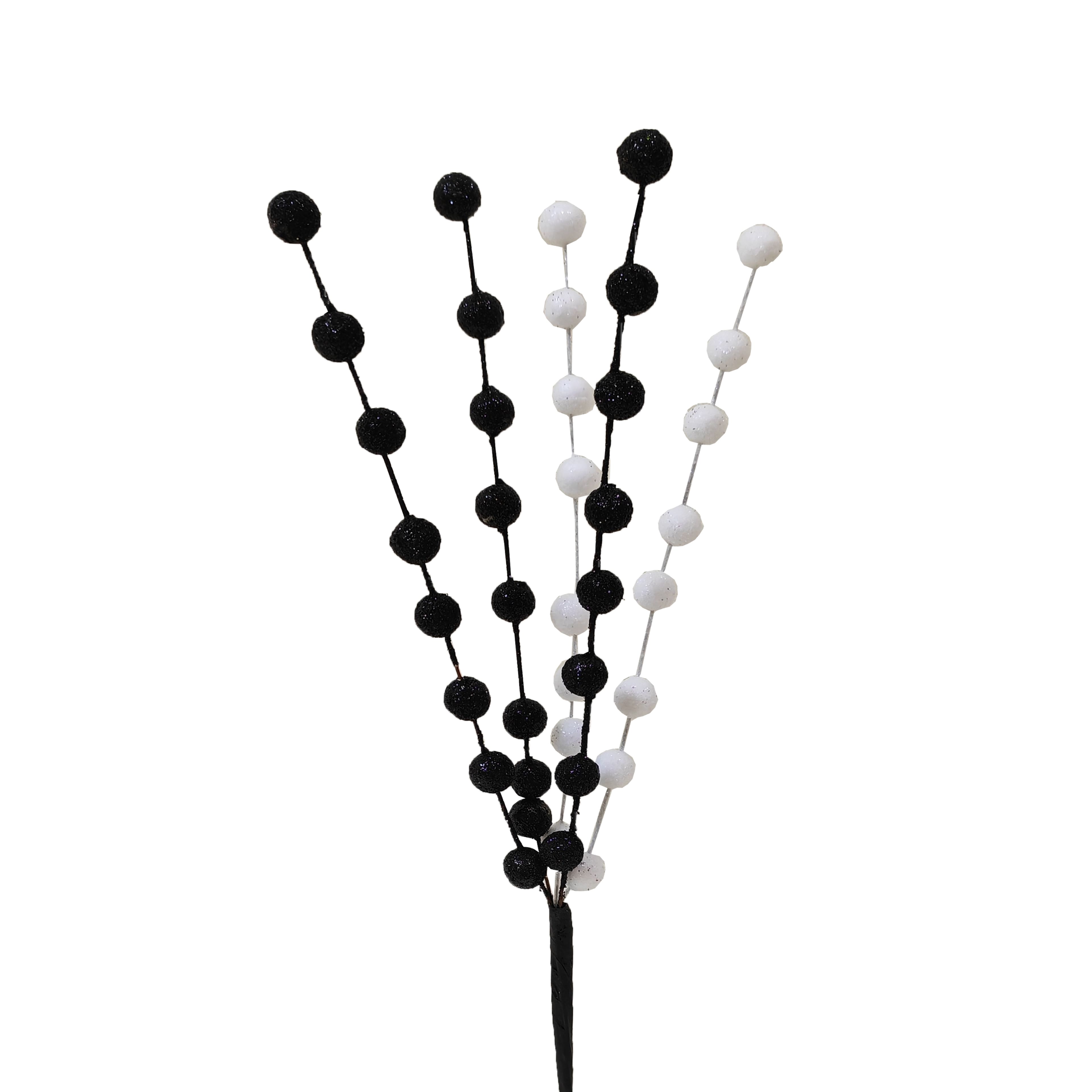 14.5&#x22; Glittery Black &#x26; White Berry Pick by Ashland&#xAE;