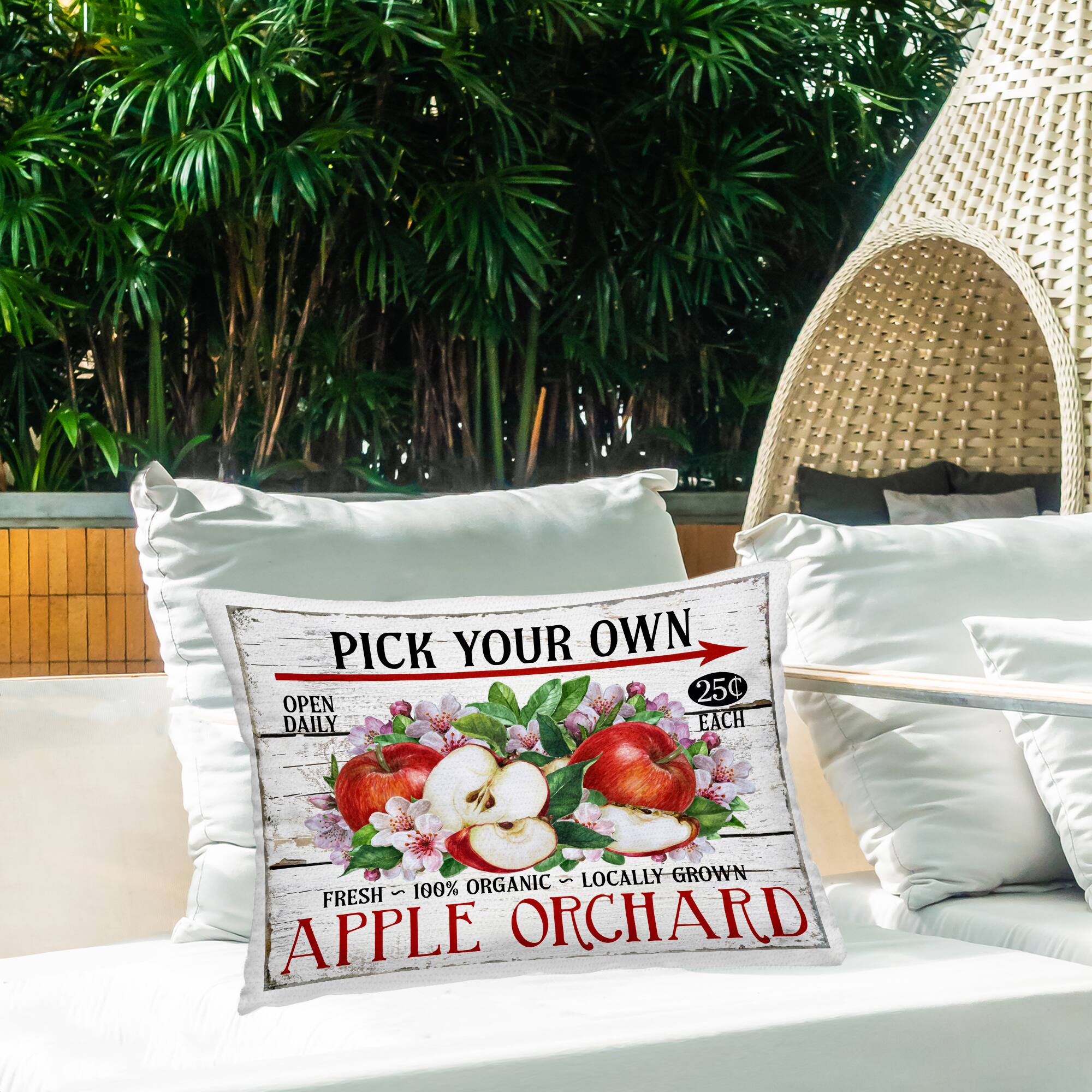 Stupell Industries Pick Your Own Apples Outdoor Printed Pillow