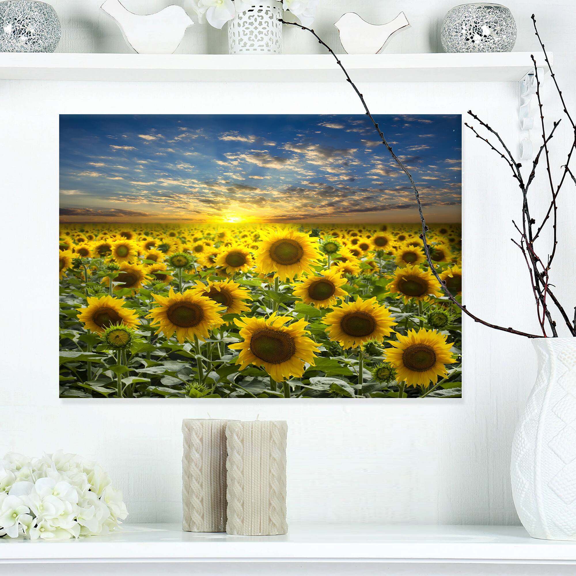 Designart - Field of Blooming Sunflowers - Large Flower Canvas Wall Art