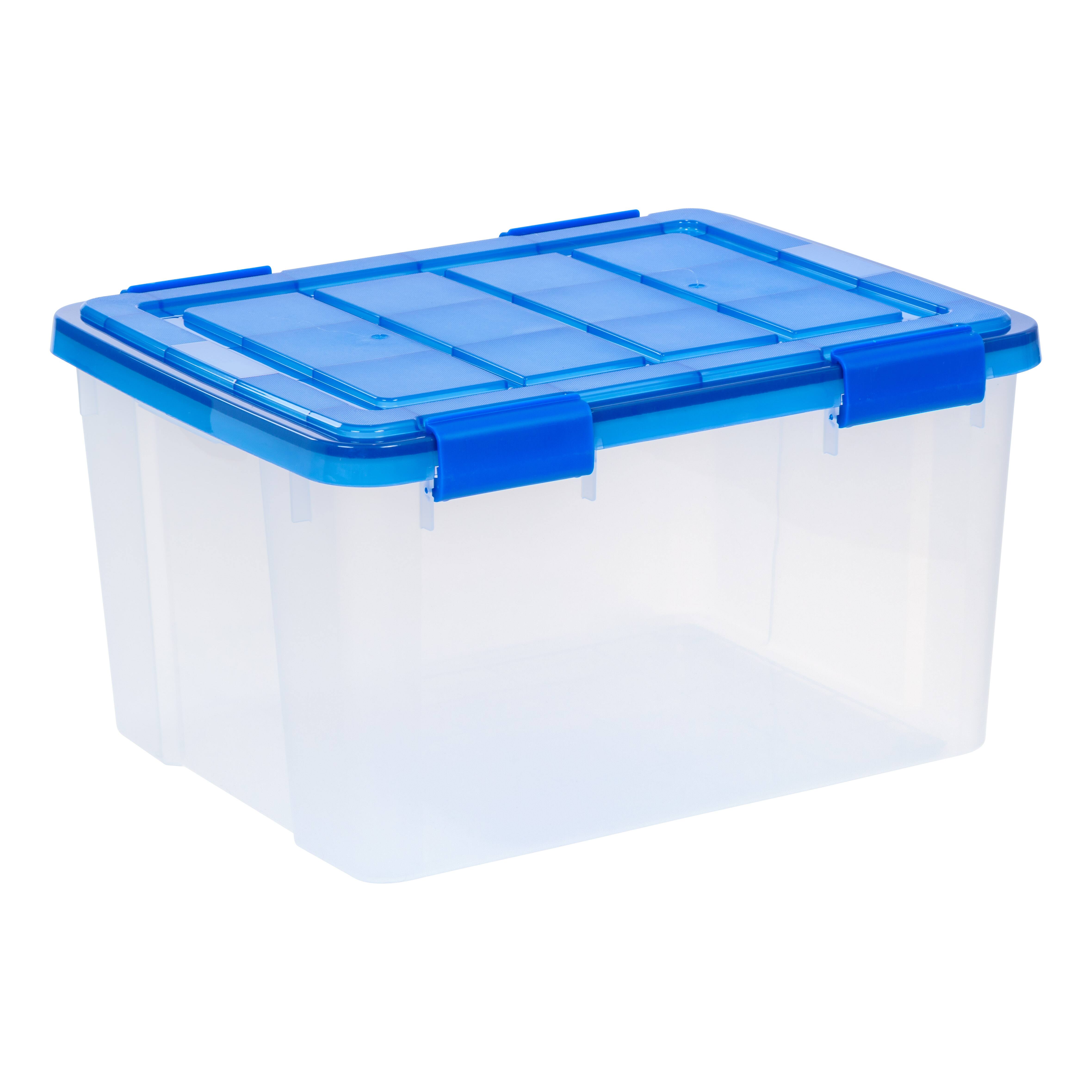 IRIS&#xAE; WeatherPro&#x2122; 44qt. Clear Heavy Duty Plastic Storage Bins with Blue Lids, 4ct.