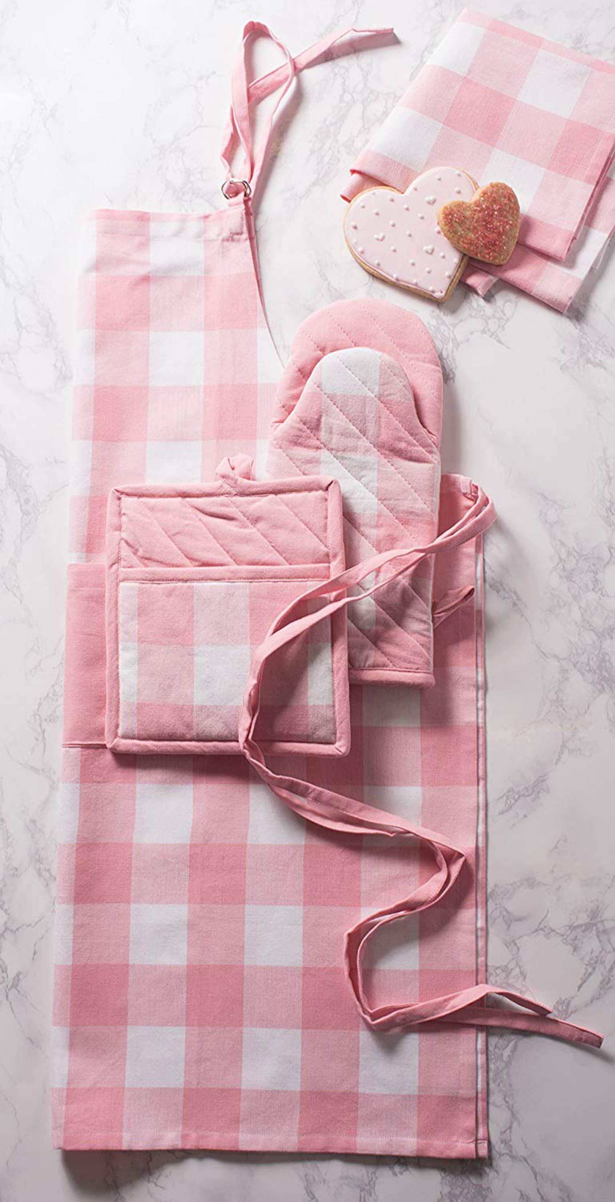 DII&#xAE; Pink Buffalo Check Dishtowels, 3ct.