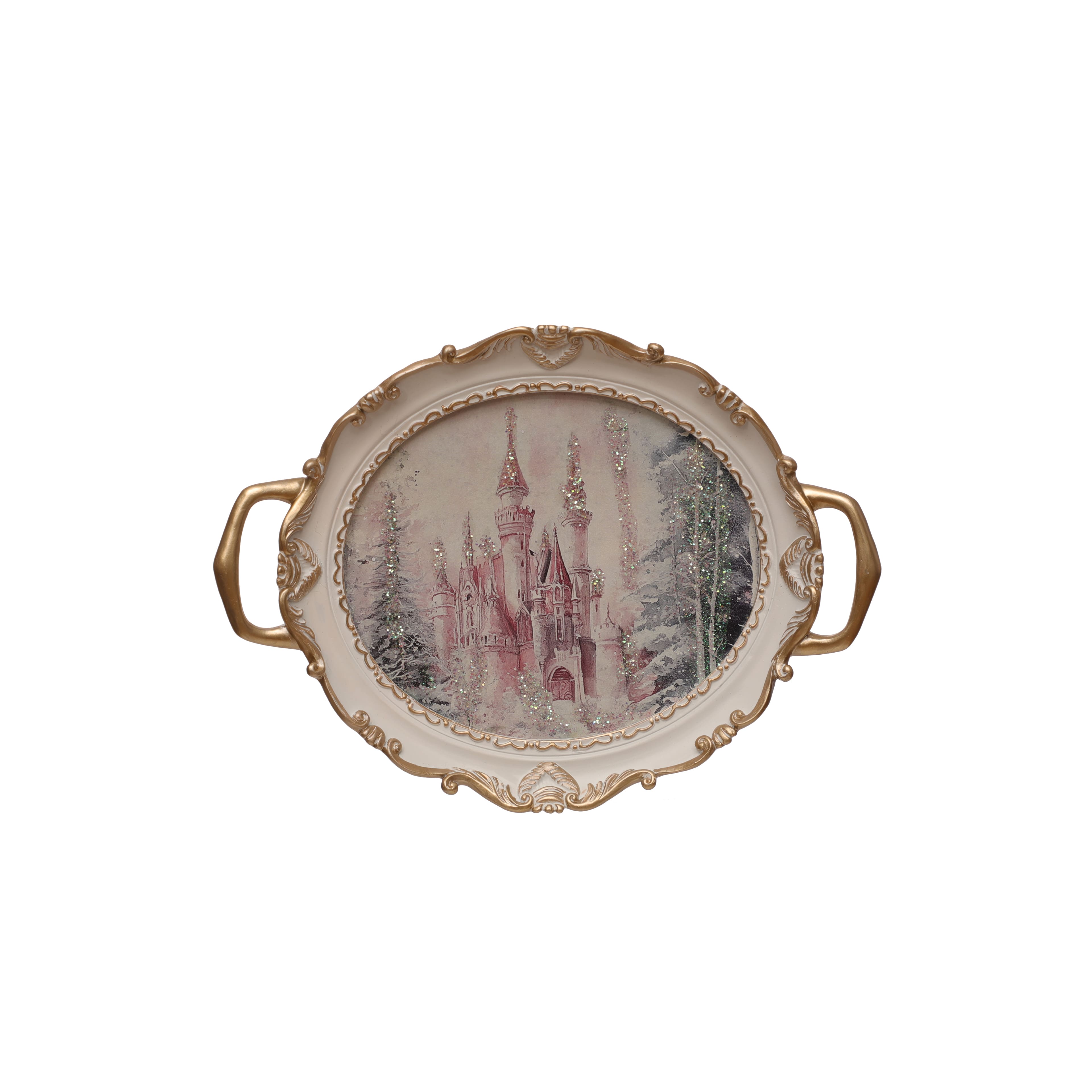 12&#x22; Pink &#x26; Gold Castle Decorative Tray by Ashland&#xAE;