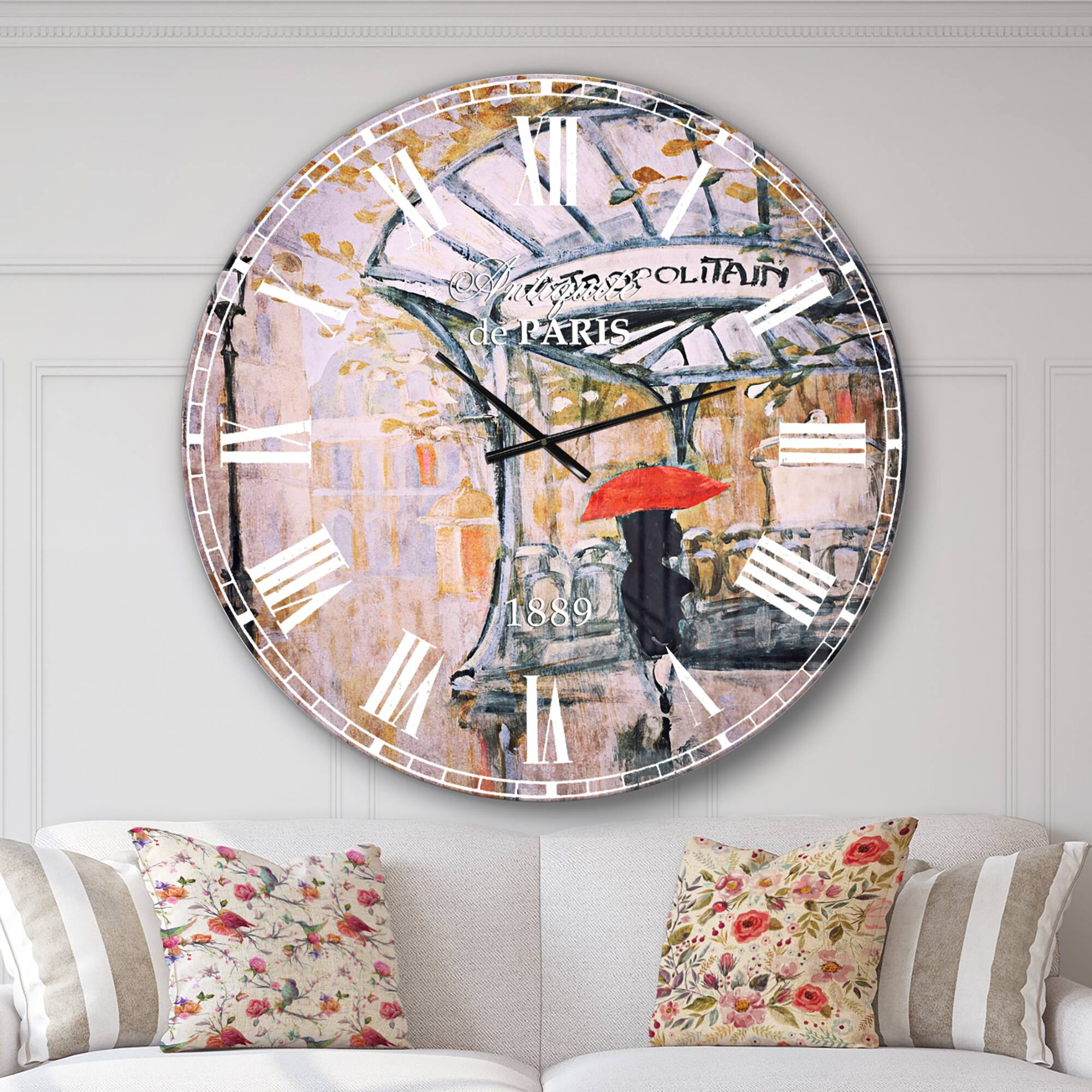 Designart &#x27;Love In Paris Iv French Country Wall Clock