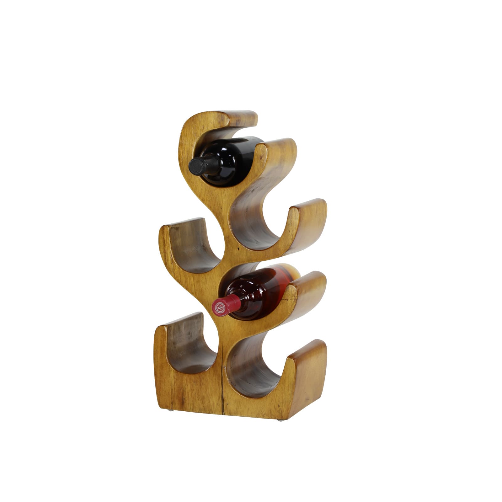 20&#x22; Brown Wood Rustic Wine Holder Rack