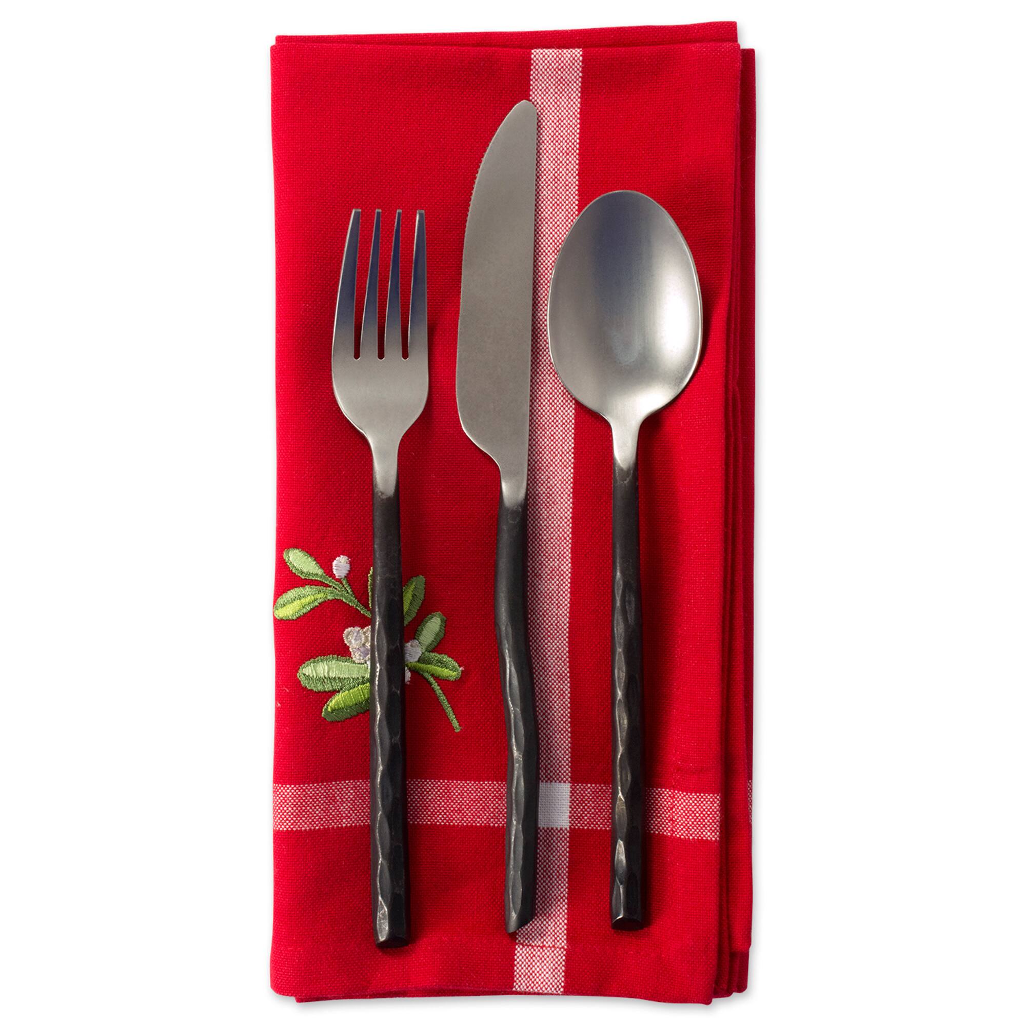 DII&#xAE; Red Embroidered Mistletoe Corner with Border Napkins, 6ct.
