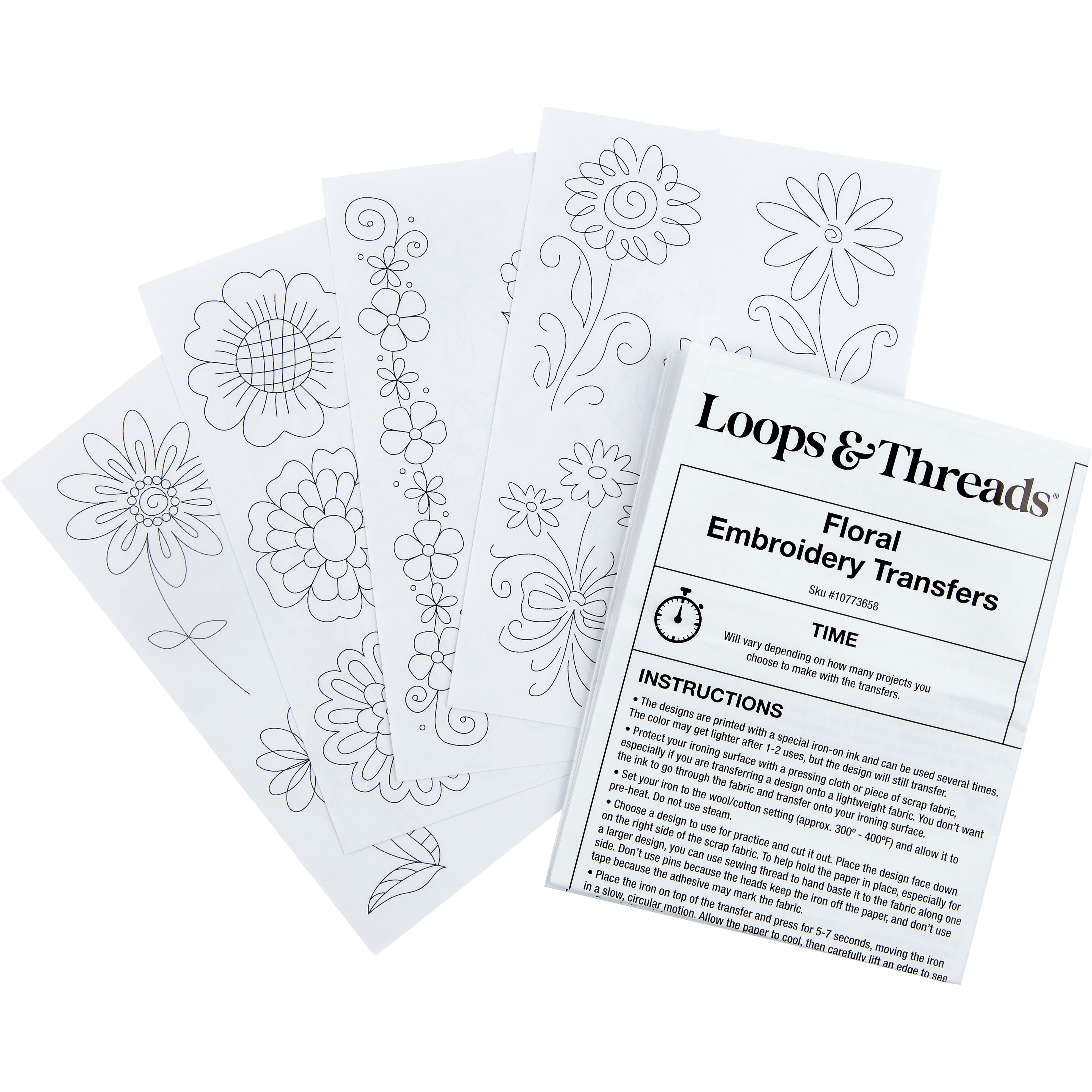 Floral Iron-On Embroidery Transfer Set by Loops &#x26; Threads&#xAE;
