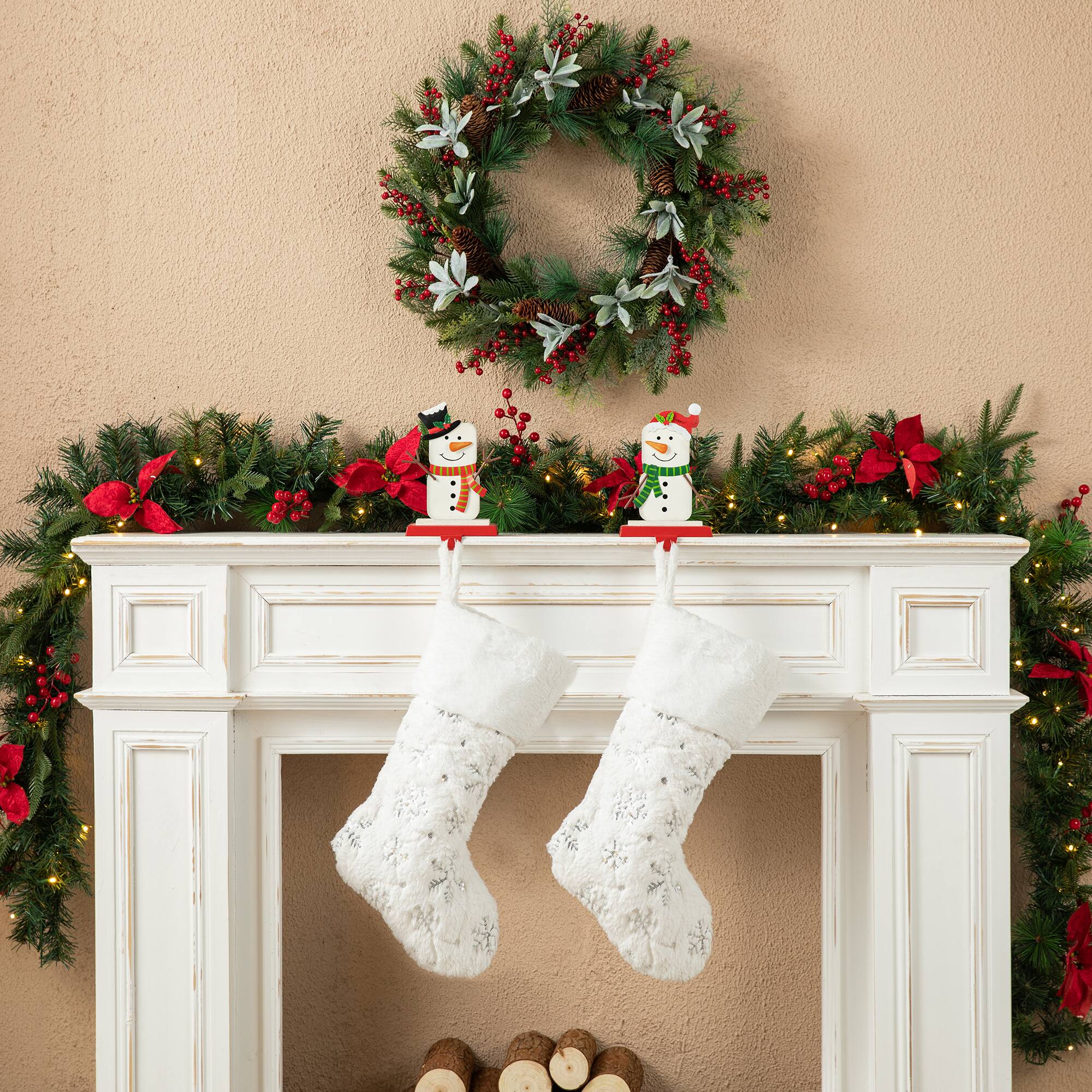 Glitzhome® 7.5" Christmas Snowman Stocking Holder Set