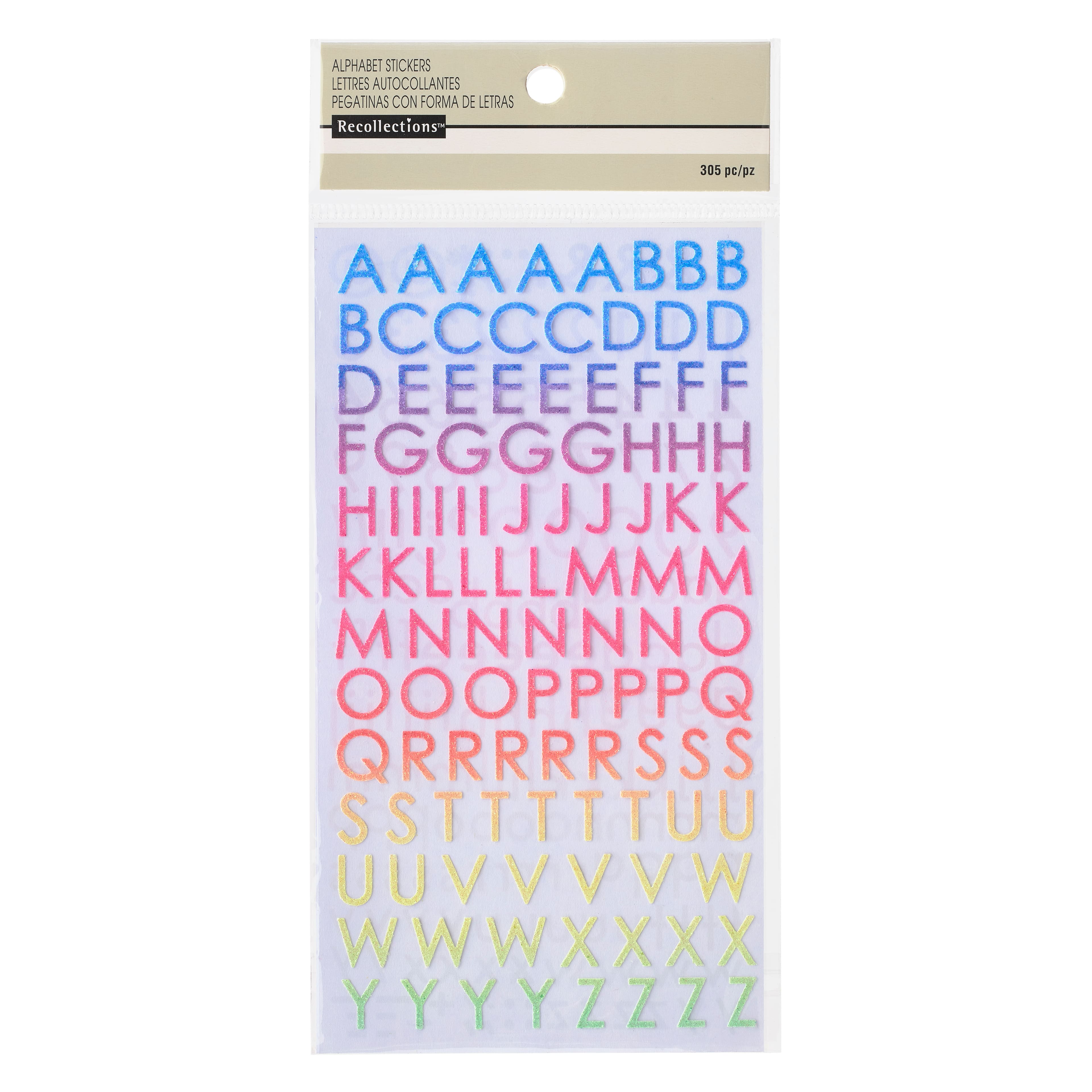 Colorful glitter letters alphabet sticker sheet