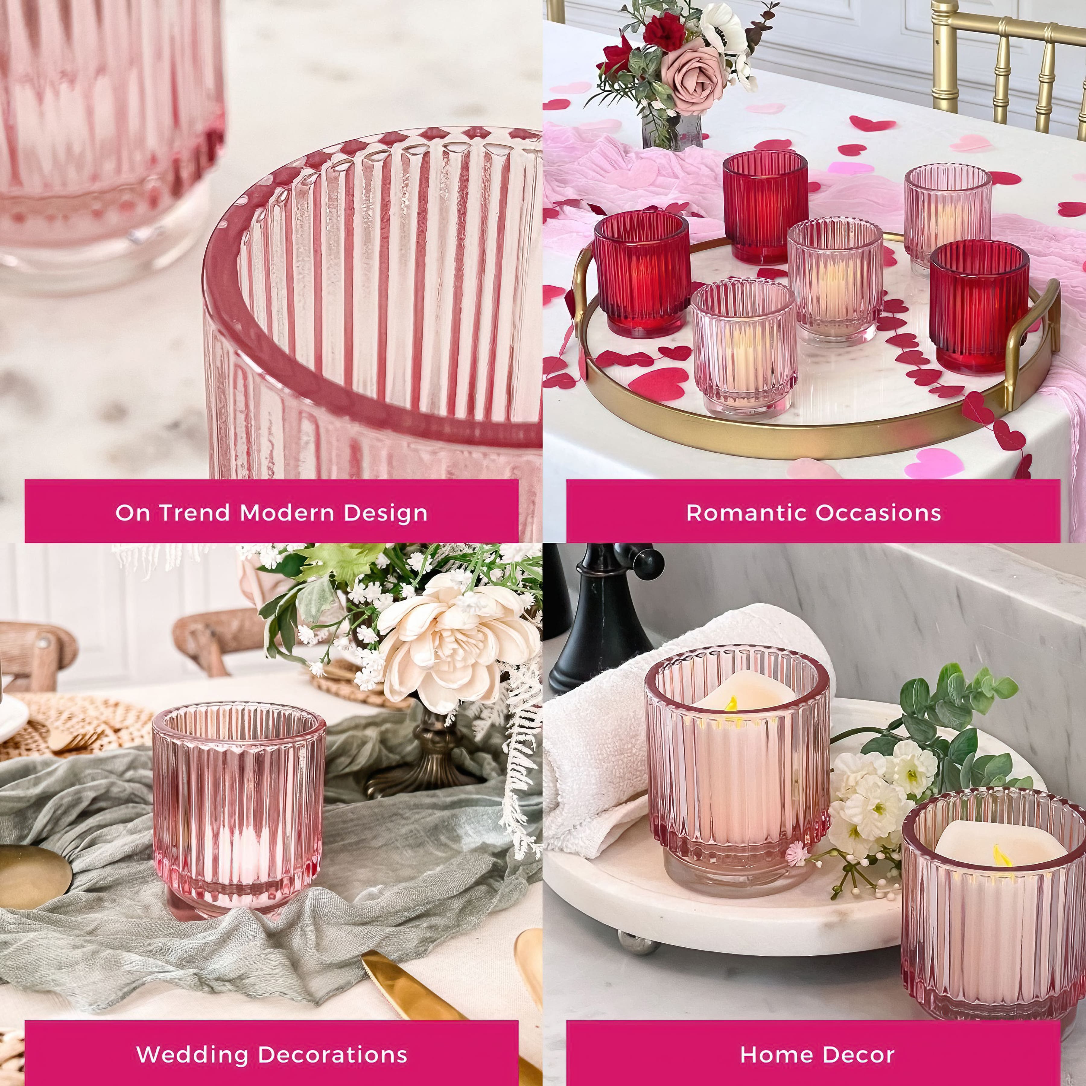Kate Aspen® Ribbed Glass Votive Candle Holder Set