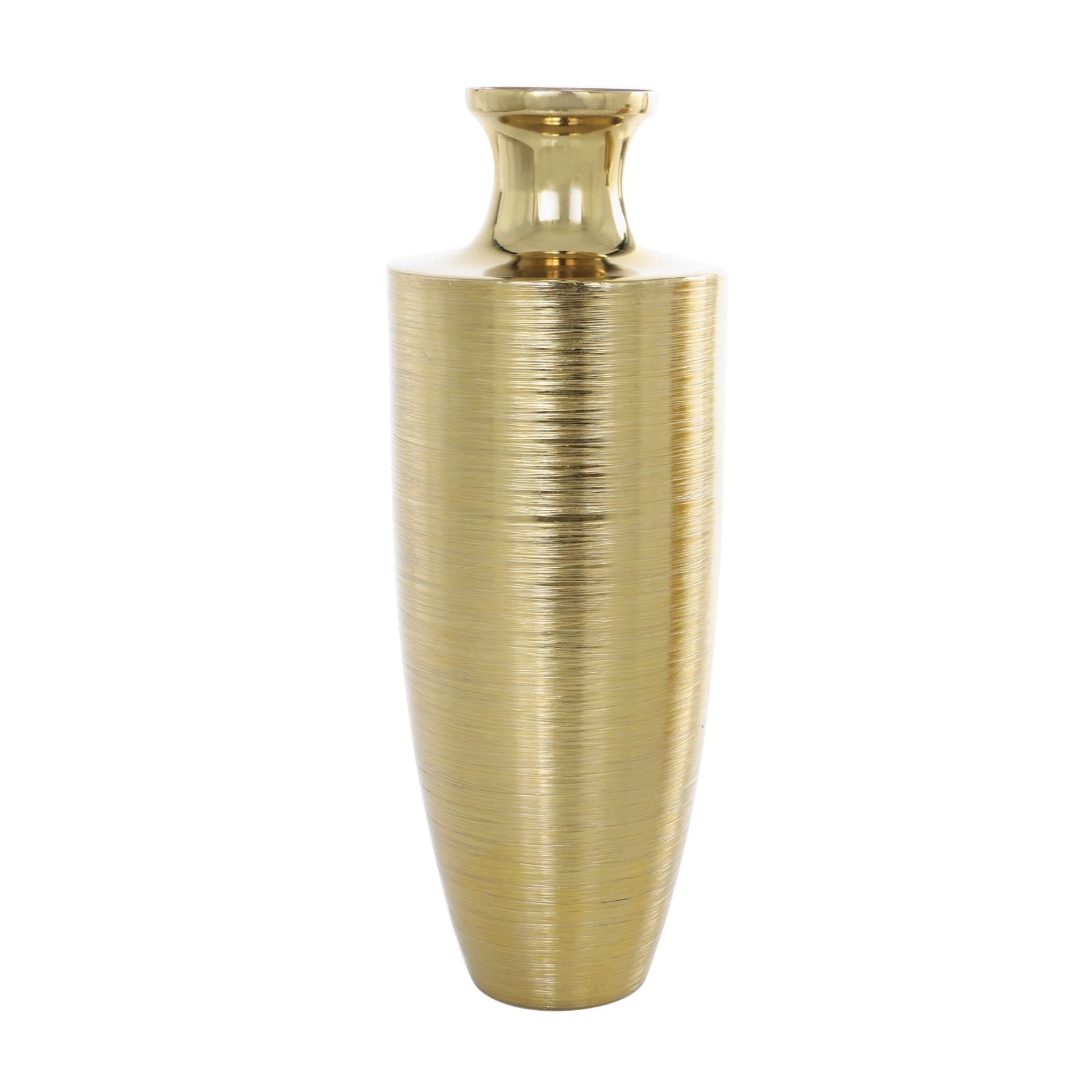 Gold Aluminum Brushed Textured Vase Set