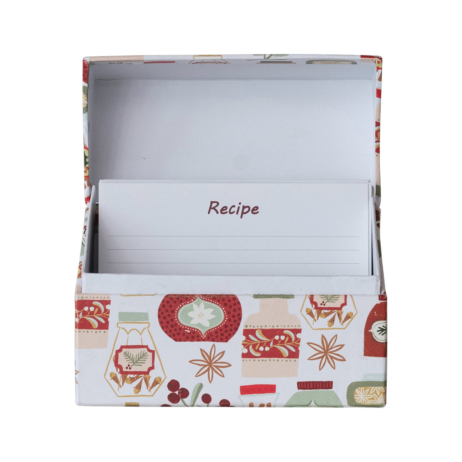 Hello Honey® 5.5" x 4" Holiday Printed Paper Recipe Box with Cards