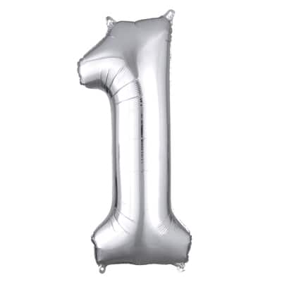 34" Silver Number Mylar Balloon